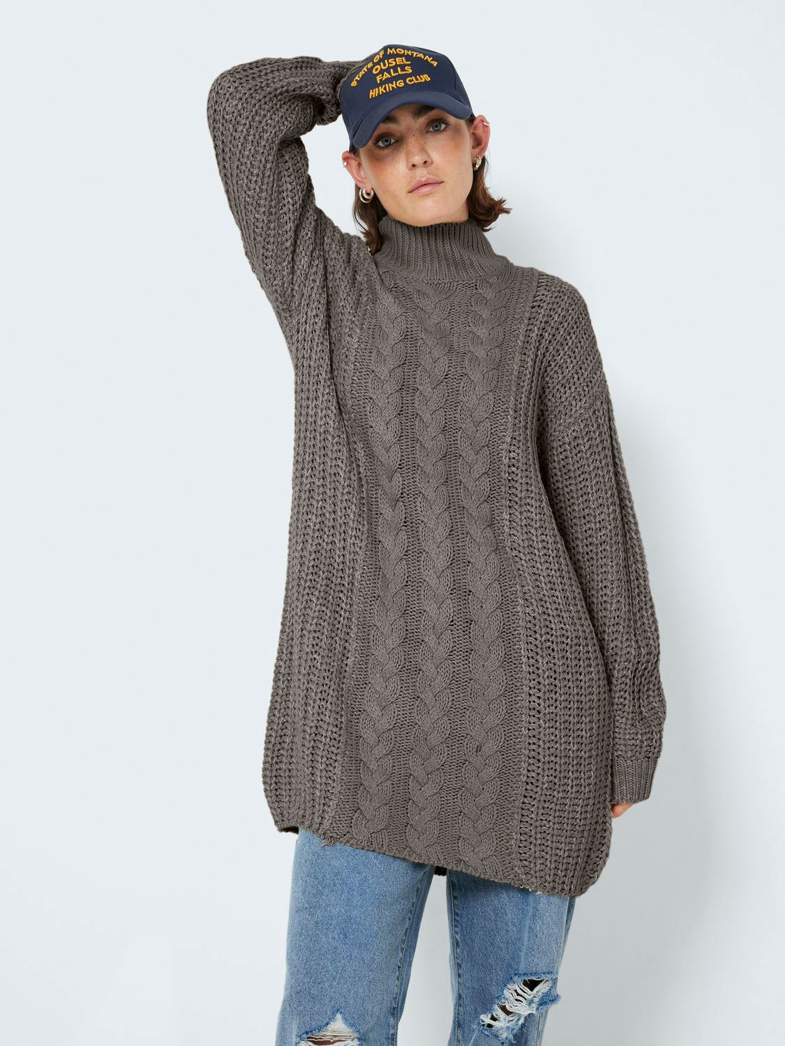 NMLORI L/S HIGH NECK CABLE KNIT DRESS