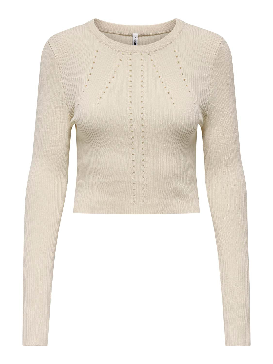 ONLNEW MEDDI LS O-NECK CROPPED CC KNT