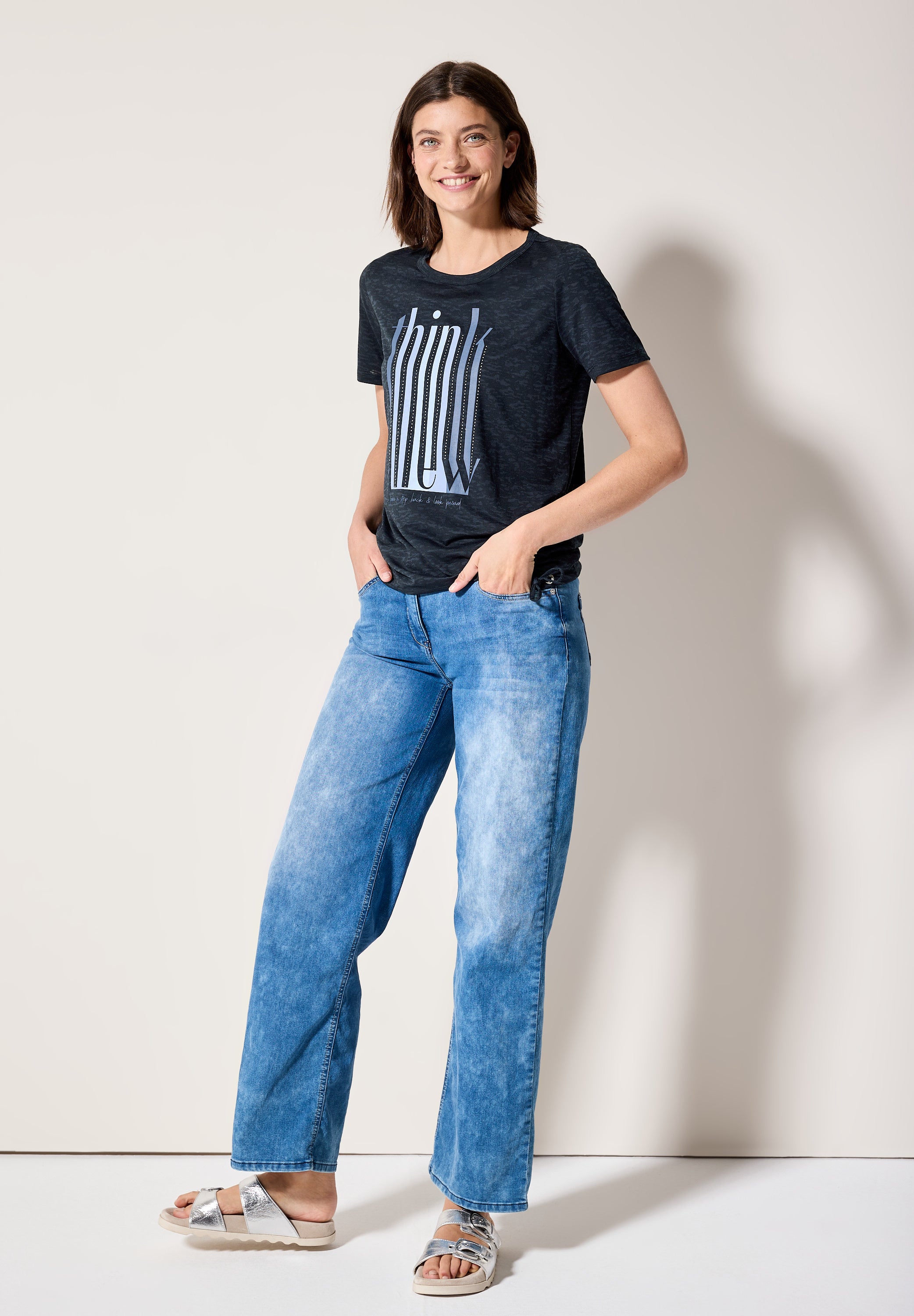 Ausbrenner-Shirt mit Wording