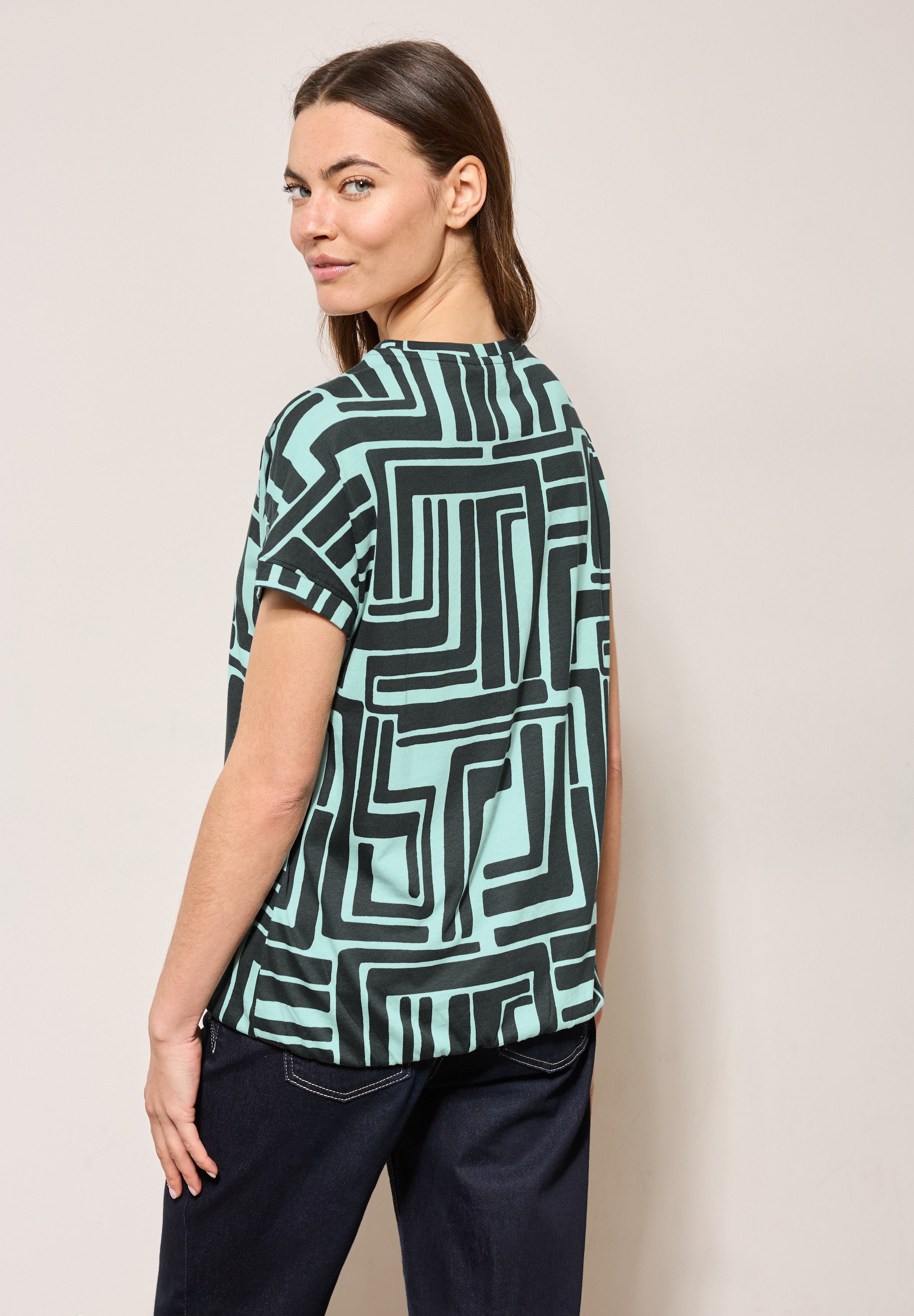 Print-Shirt mit Knopfdetail