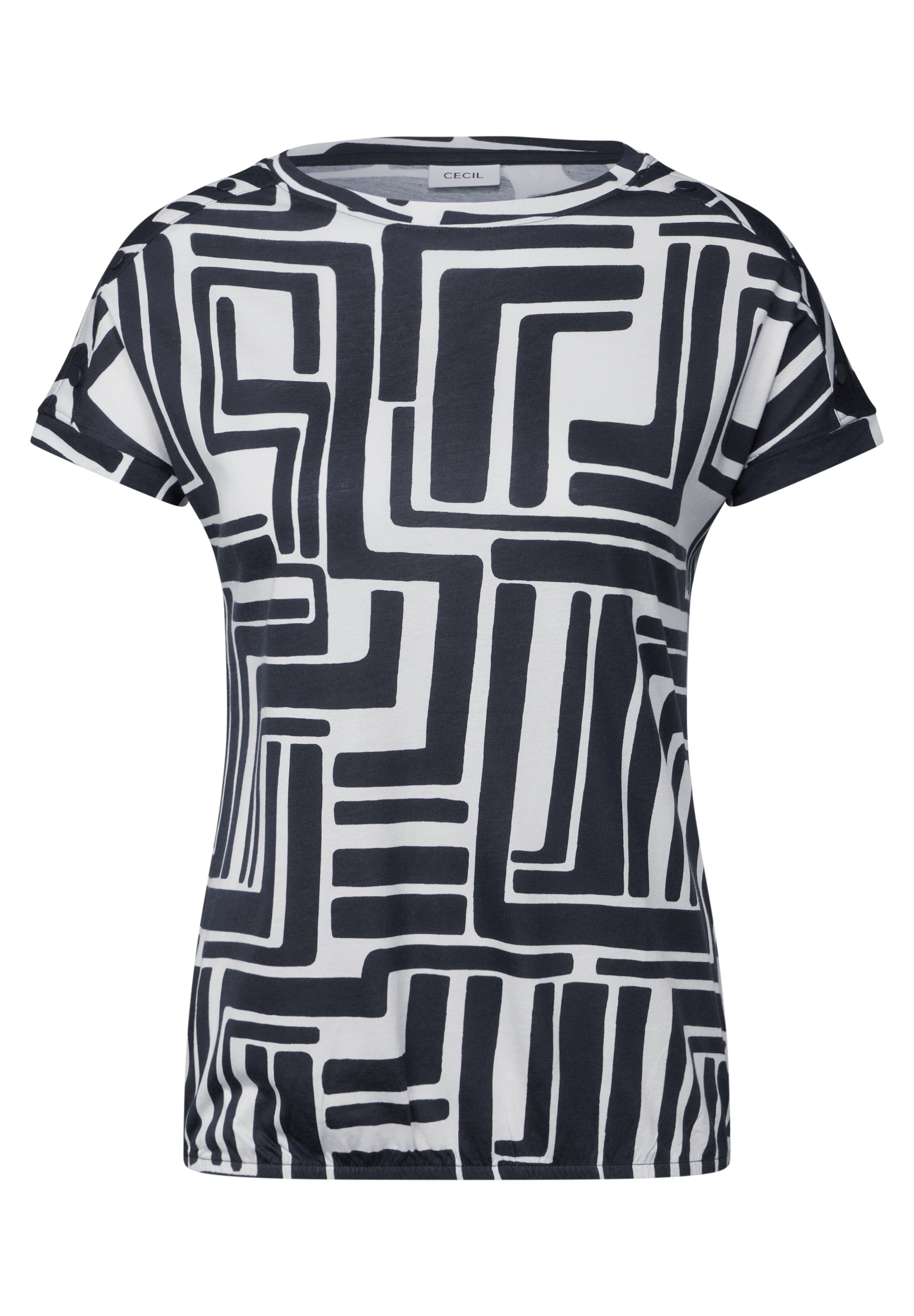 Print-Shirt mit Knopfdetail