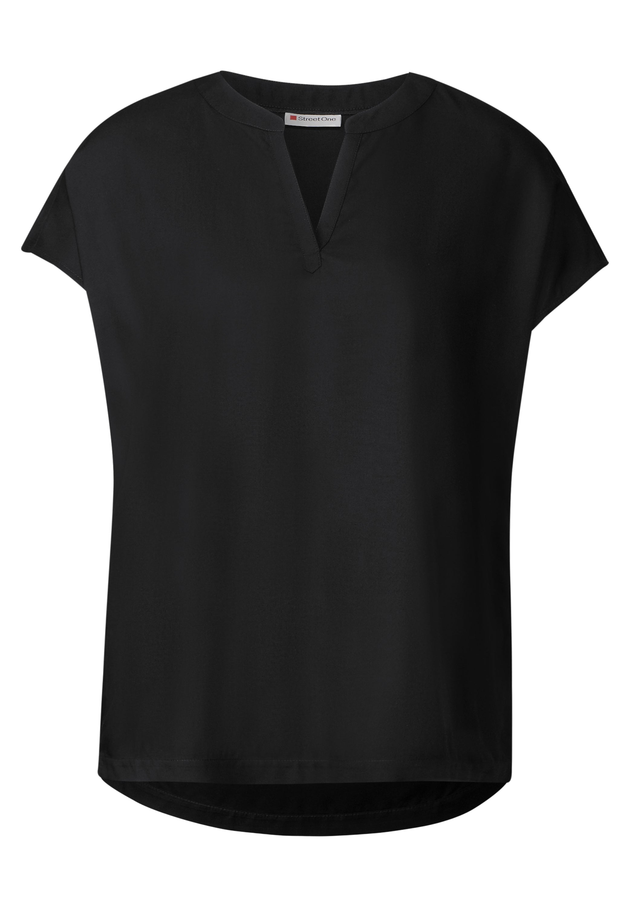 Split Neck Bluse in Unifarbe