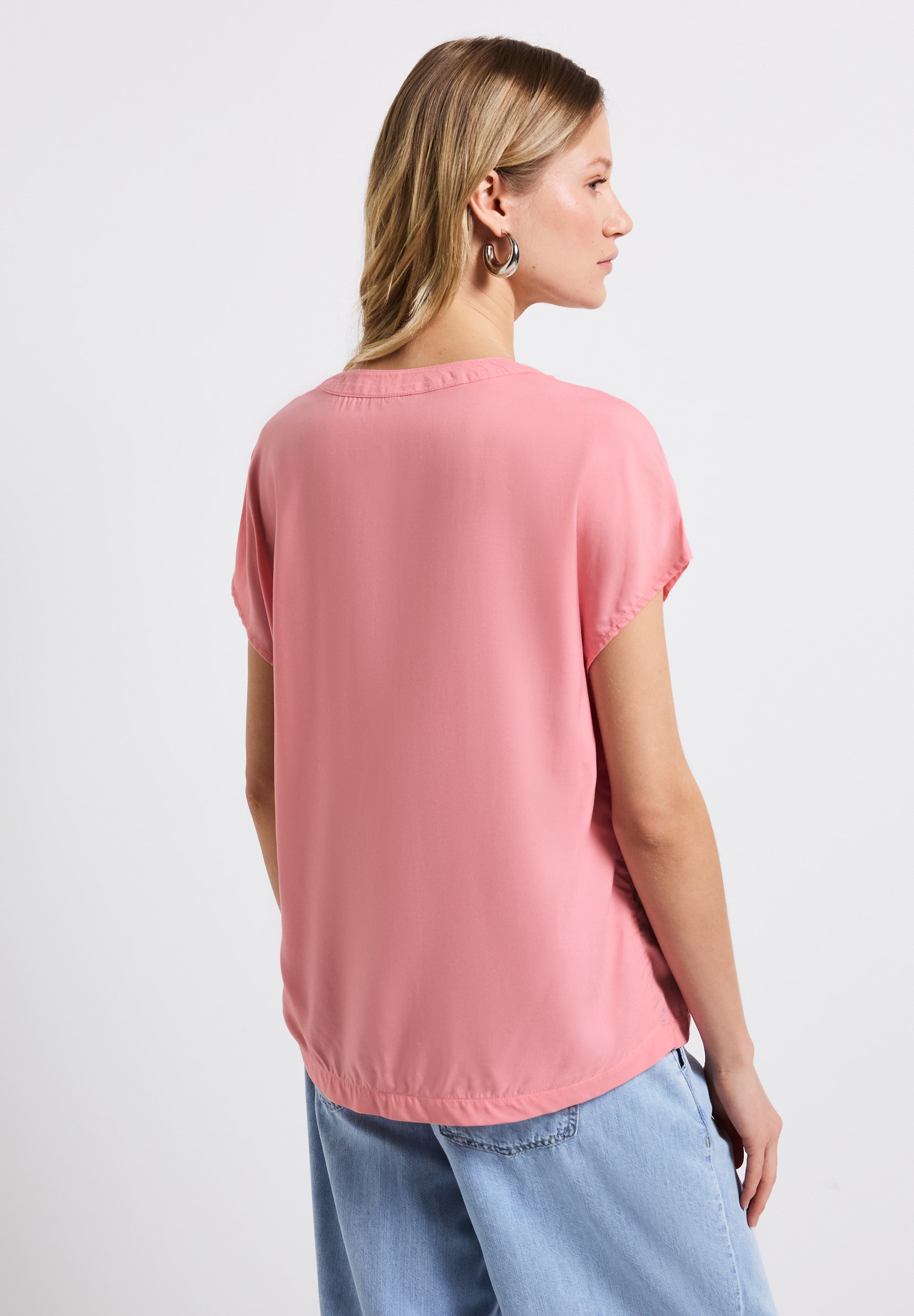 Split Neck Bluse in Unifarbe