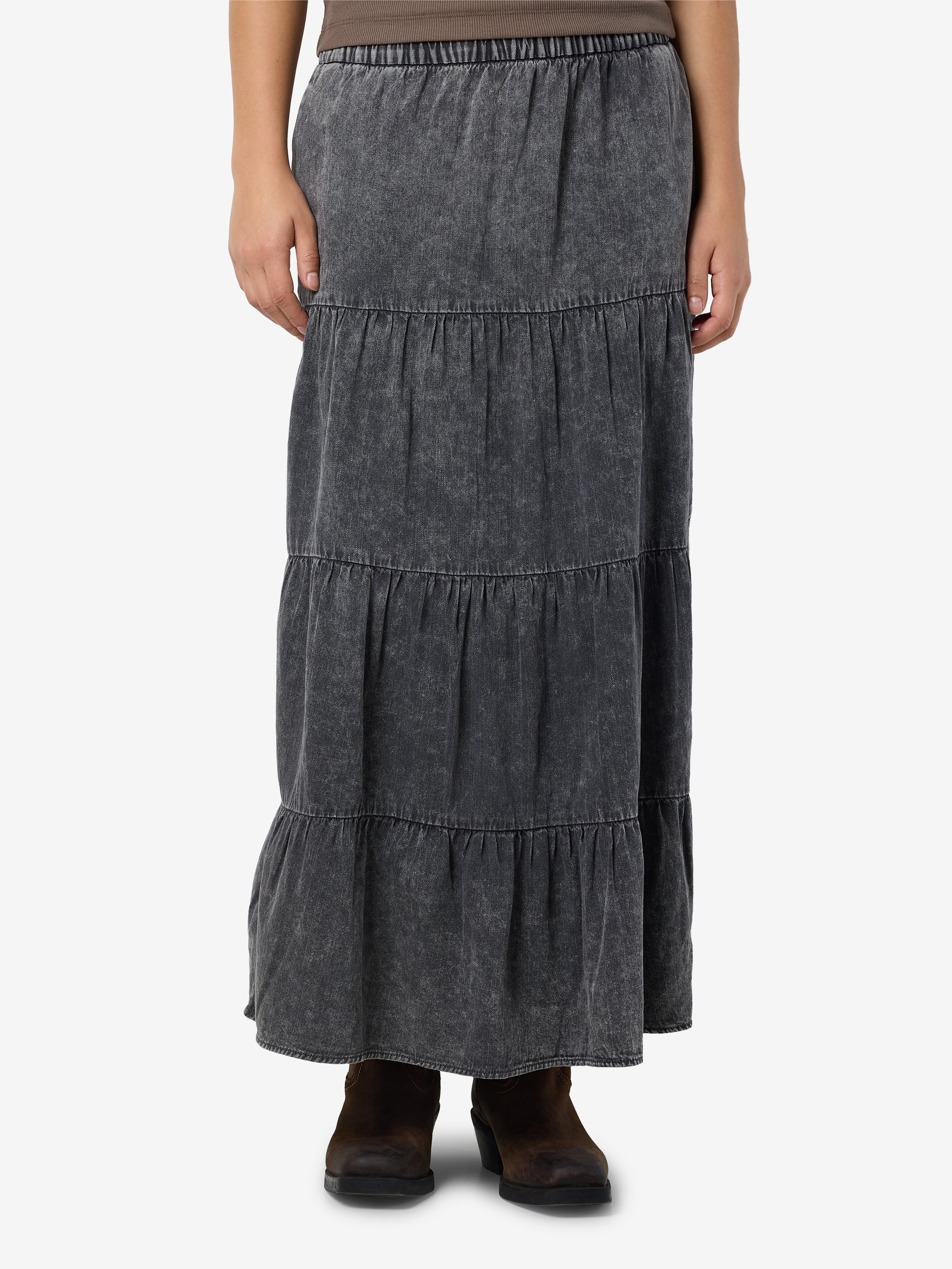 NMOREGON NW DENIM ACID MAXI SKIRT BL