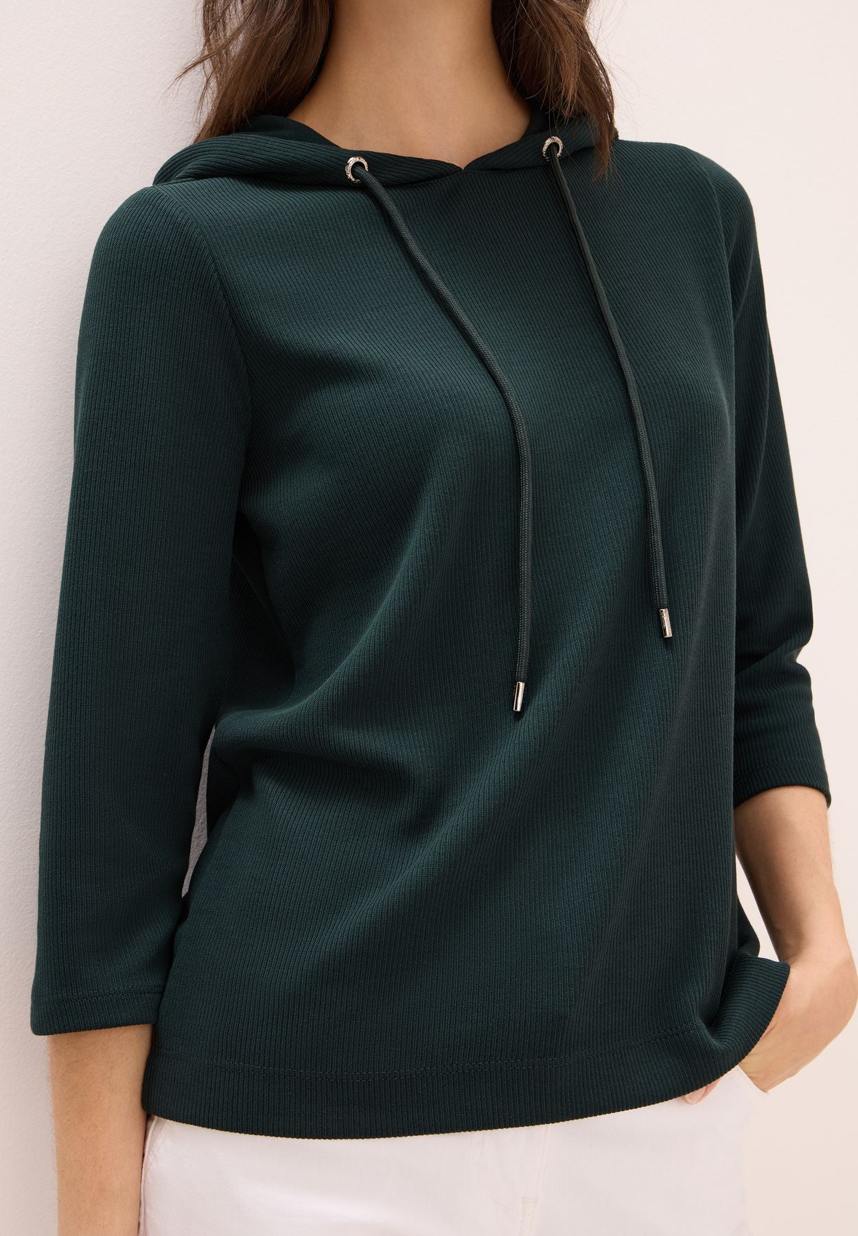 Hoodie Shirt in Rippstruktur