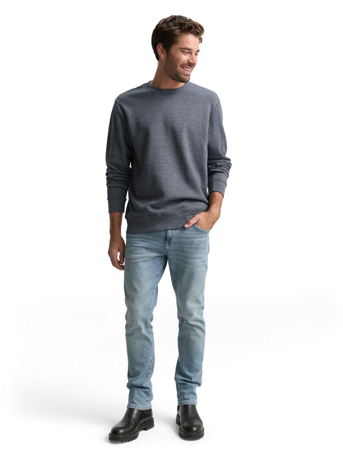Sweatshirt in Melange-Optik