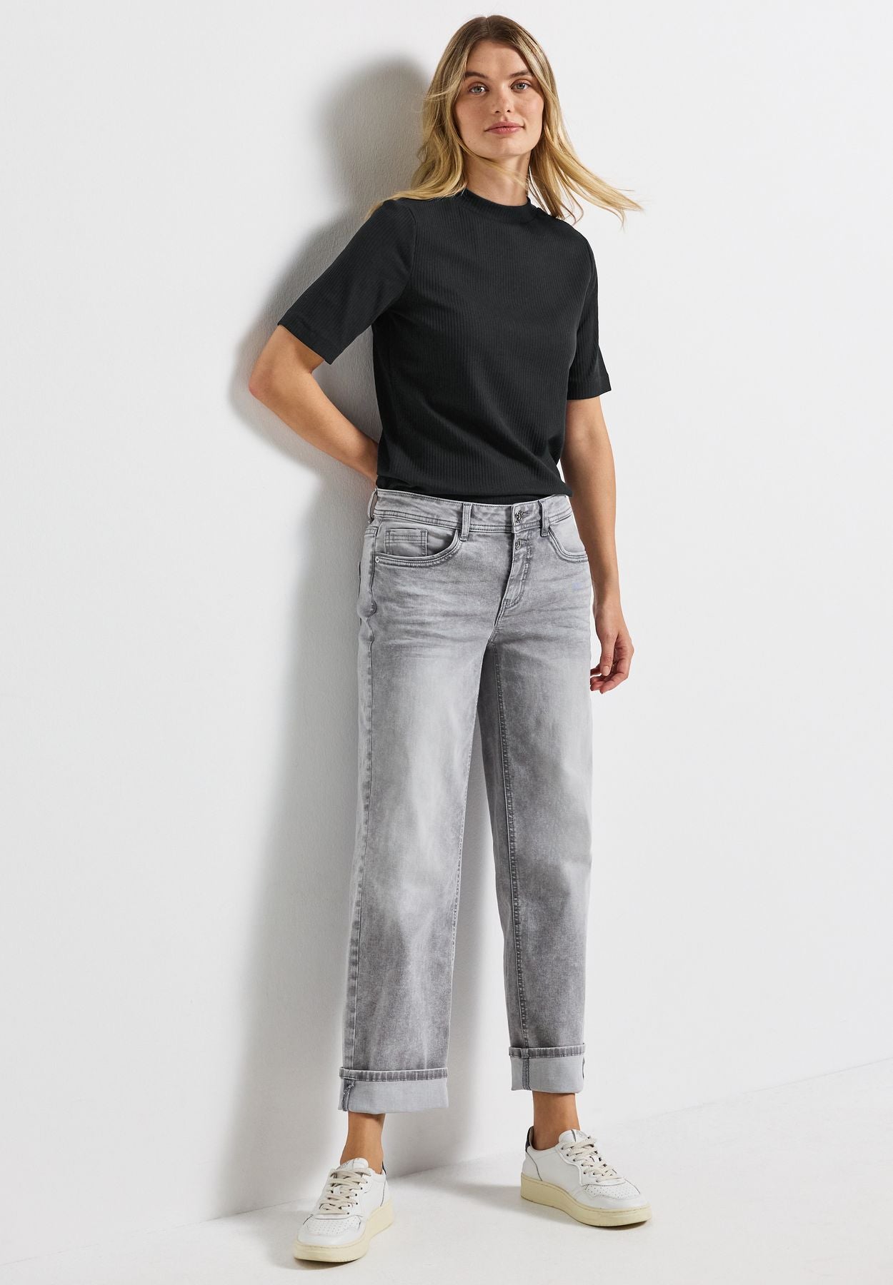 T-Shirt mit Rippstruktur