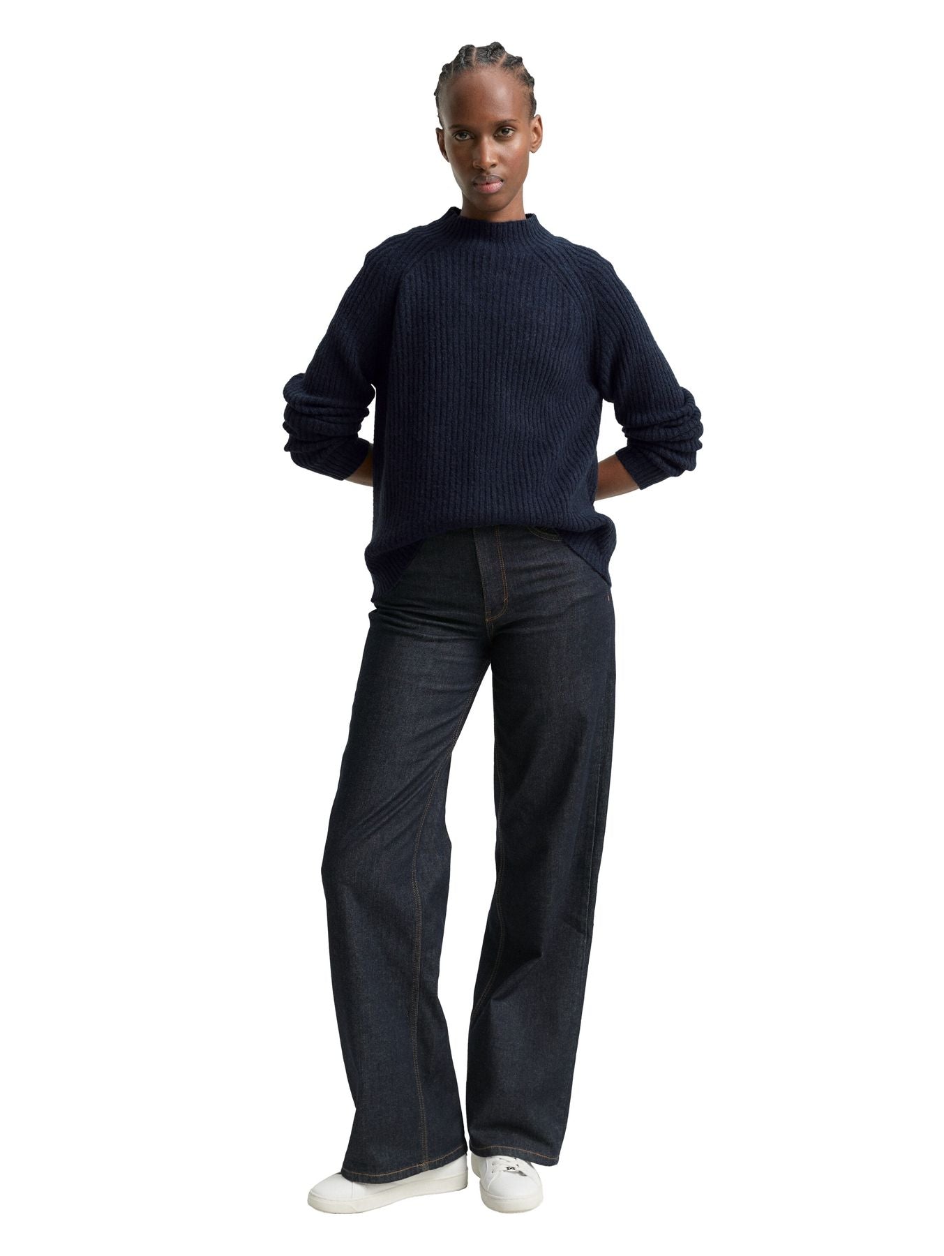 Relaxed Fit Strickpullover mit Stehkragen