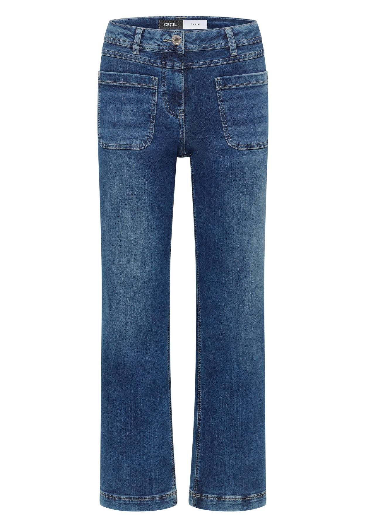 Wide Leg Patch Pocket Jeans