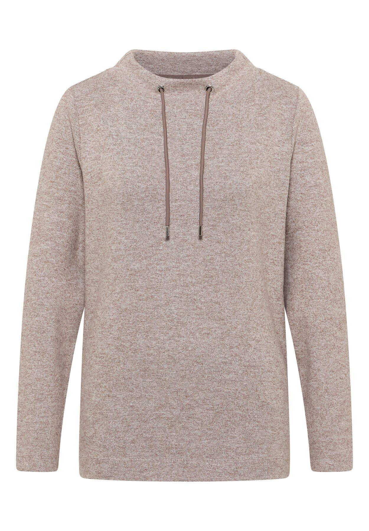 Funnelneck Melange Rippshirt