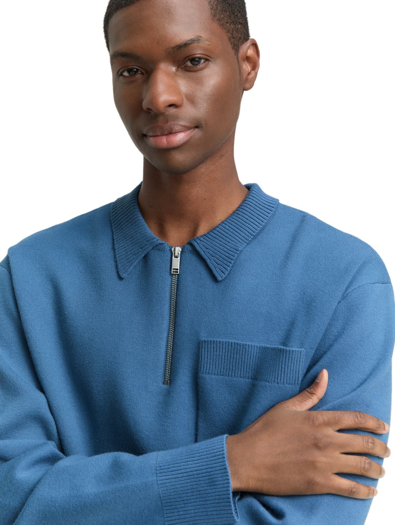 Relaxed Fit Strickpullover mit Polokragen