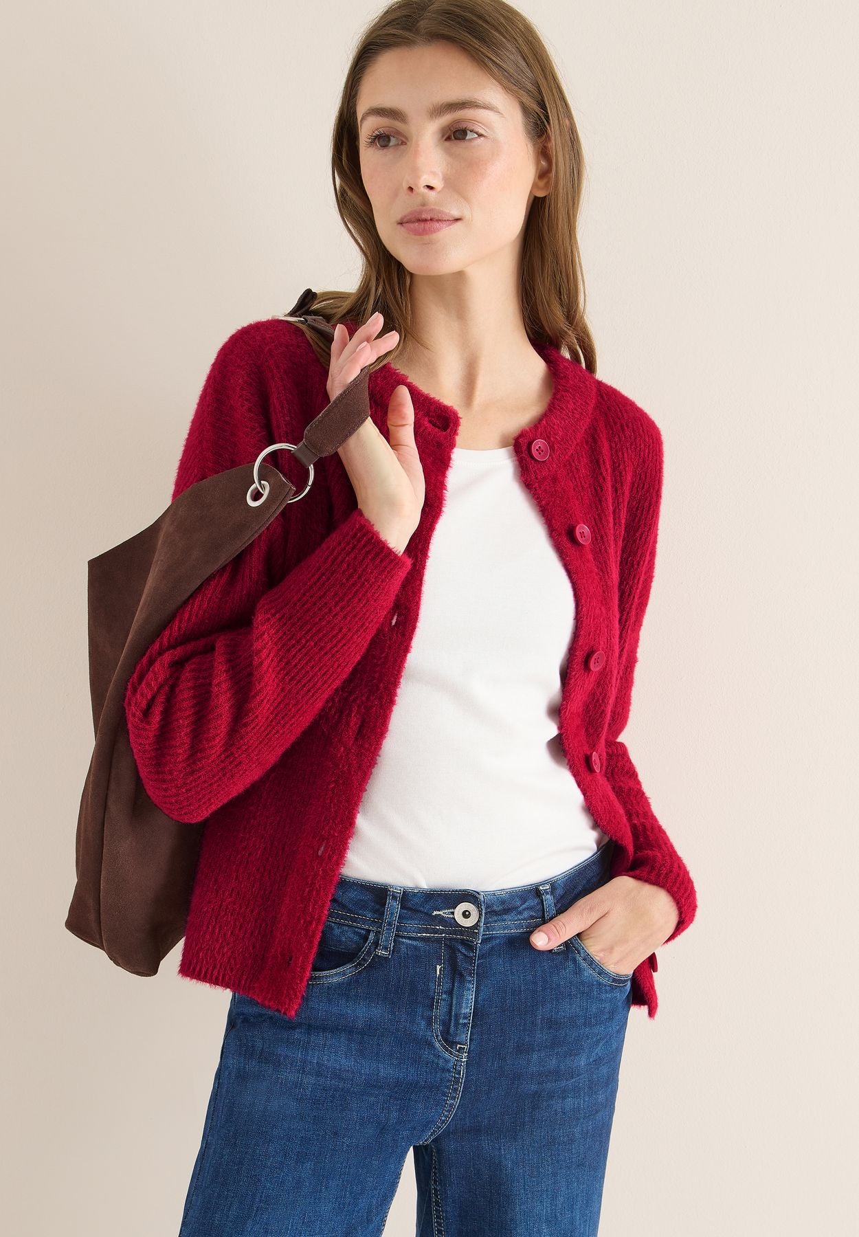 Federgarn Ripp-Strickjacke