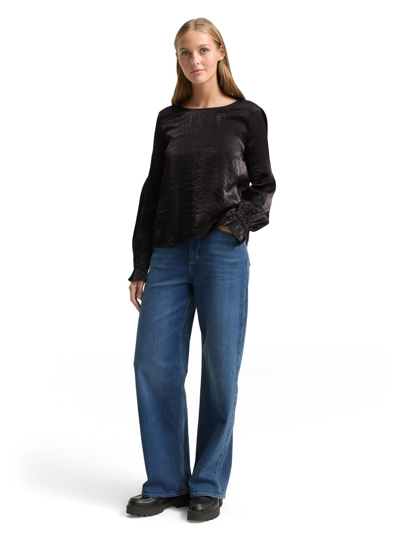 Loose Fit Bluse in Satin-Optik