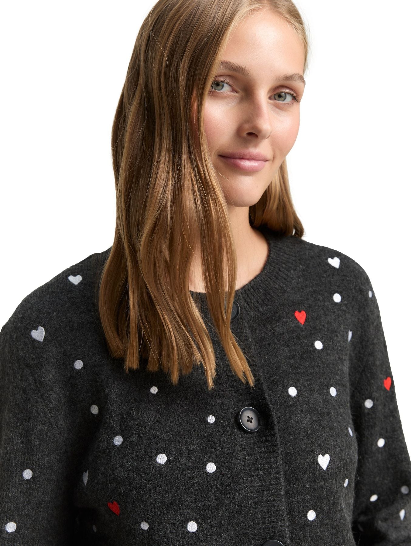 Relaxed Fit Cardigan mit Stickereien