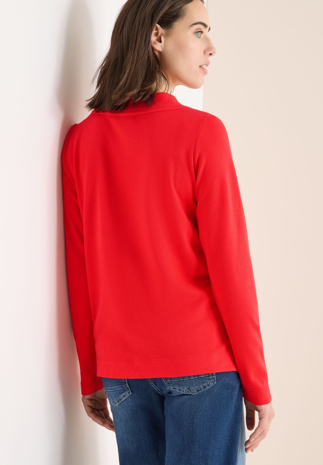 Funnelneck Shirt in Unifarbe