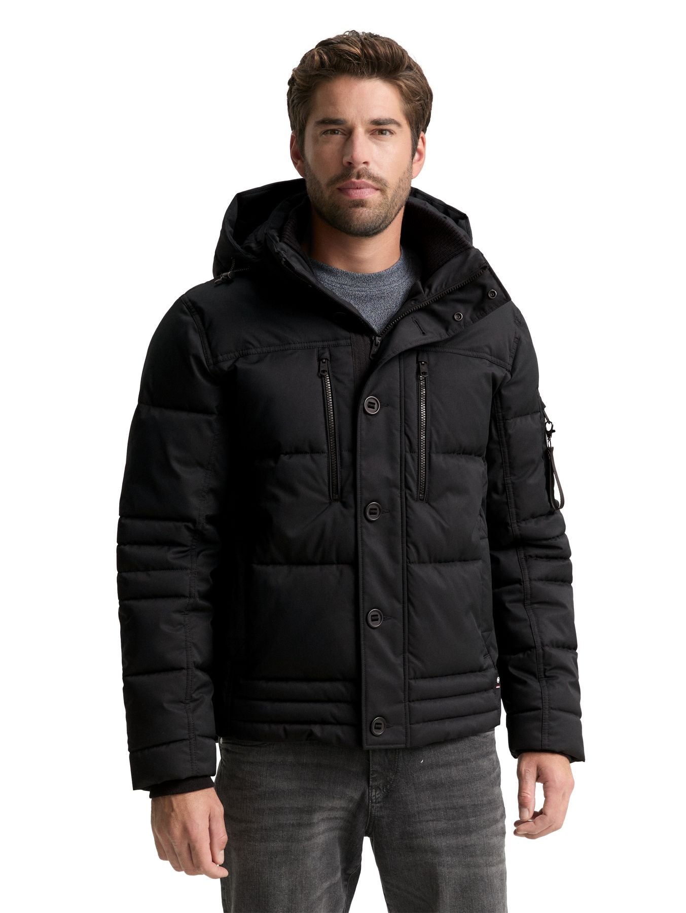 Puffer-Jacke mit abnehmbarer Kapuze