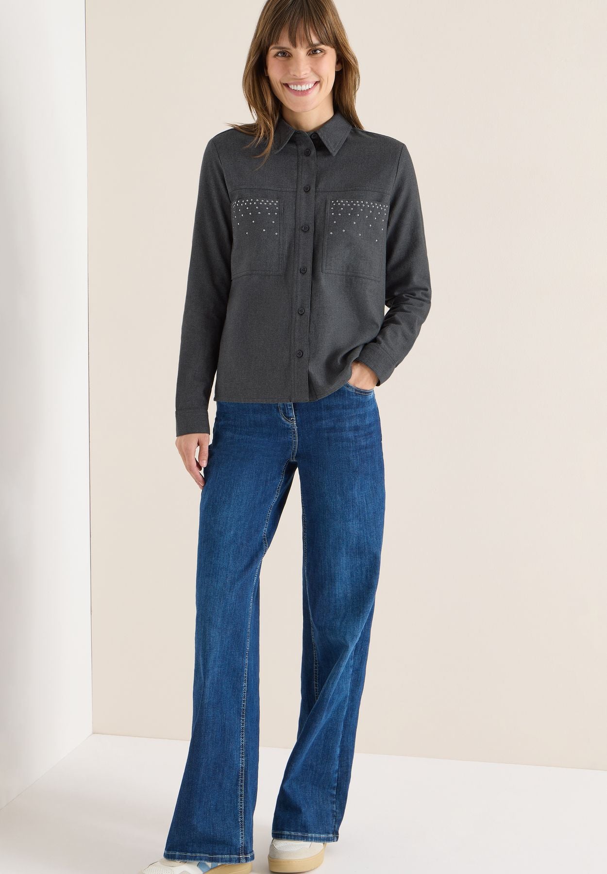 Flanellbluse mit Nieten