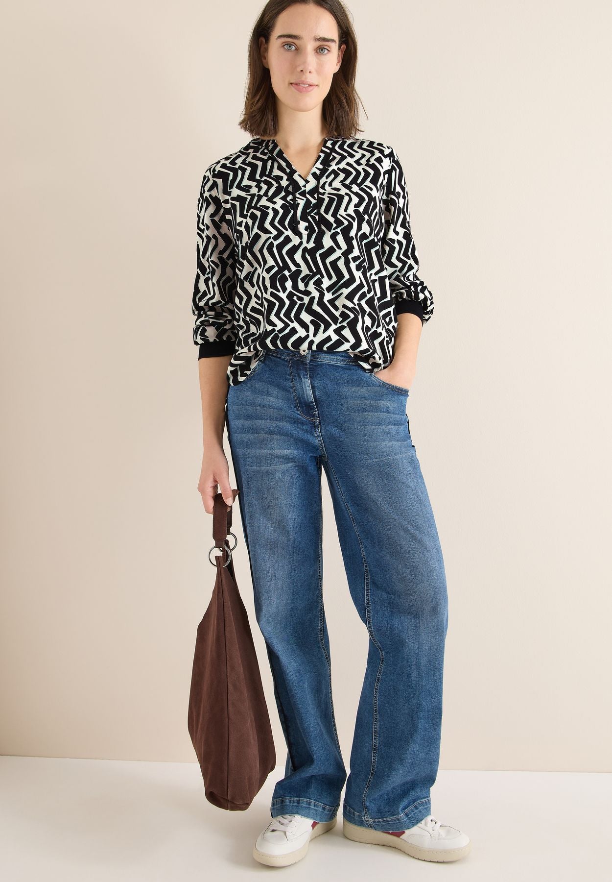 Print-Bluse mit Tape