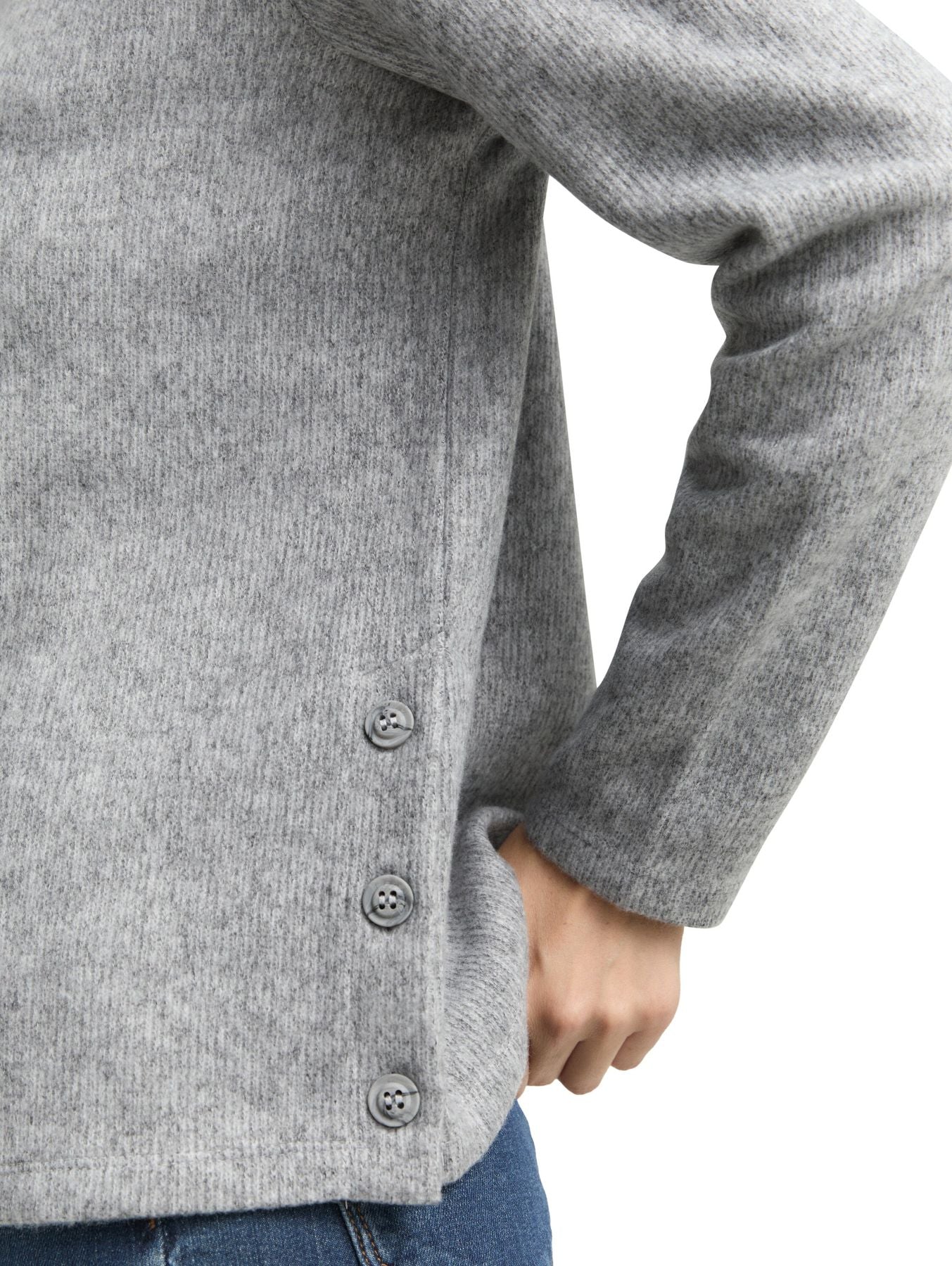 Soft-Touch Sweatshirt mit Knopf-Details