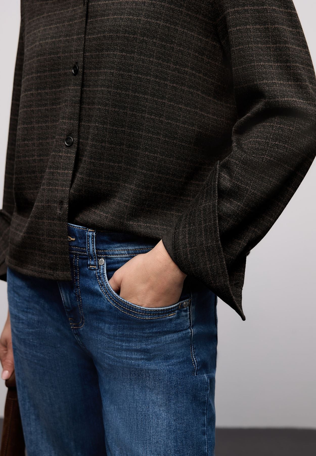 Karierte Jacquard Hemdbluse