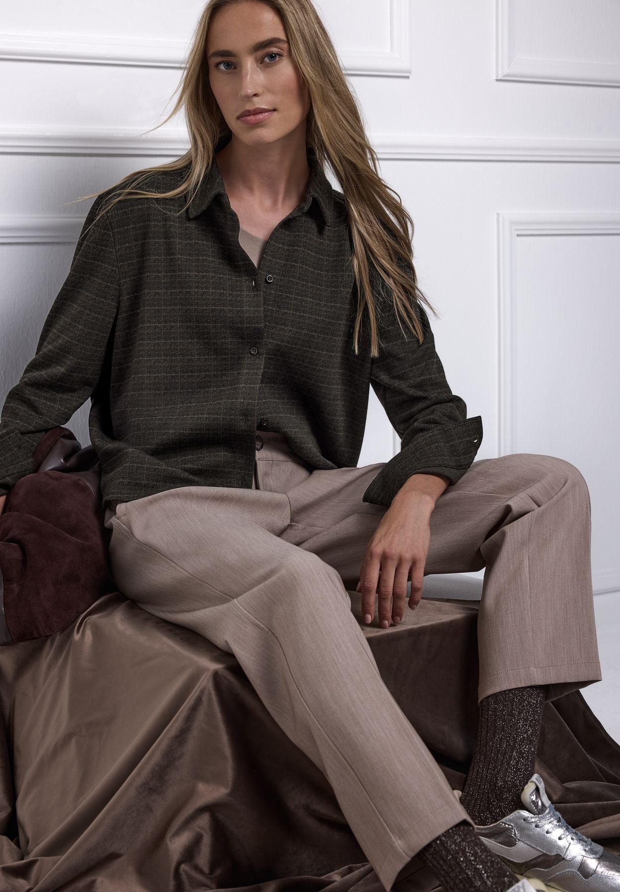 Karierte Jacquard Hemdbluse