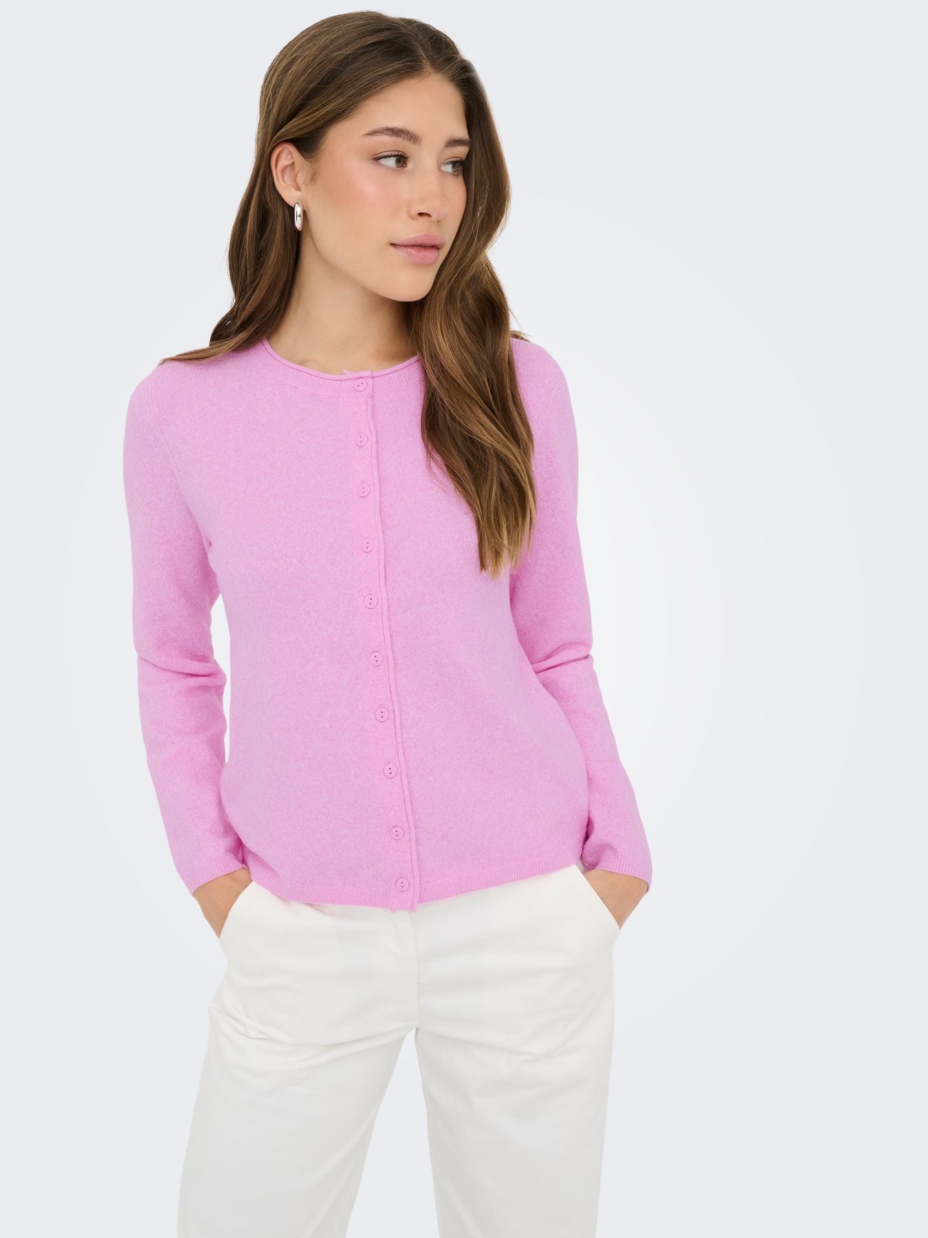 ONLLOYAL LS O-NECK BUTTON CARDI KNT NOOS