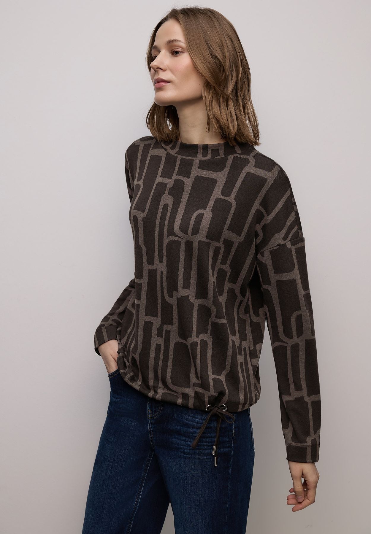 Print Shirt mit Tunnelzug