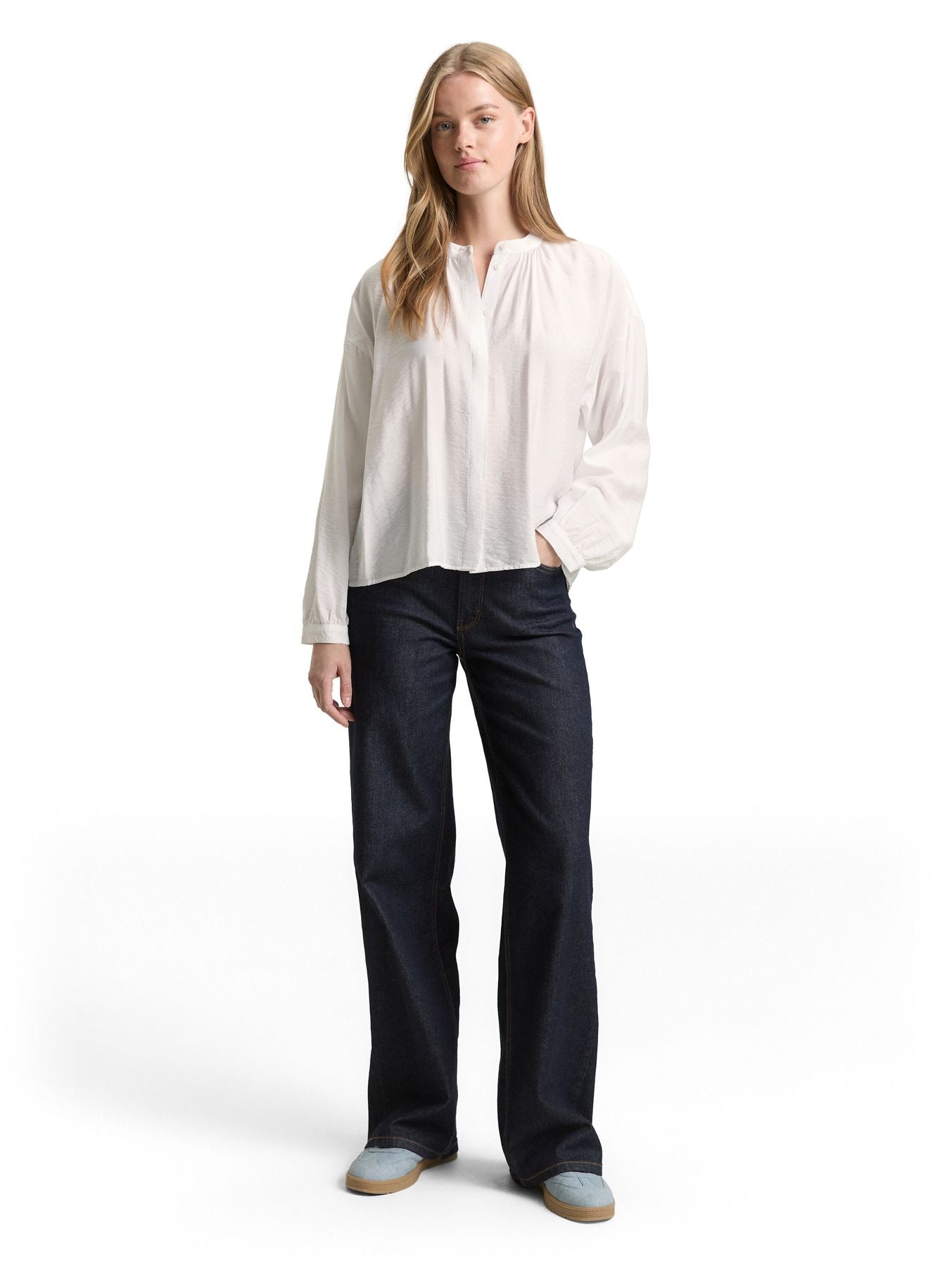 Loose Fit Bluse mit Ballonärmeln
