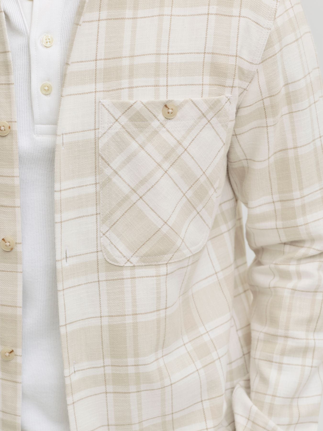 JPRBLURAYLE LINEN BL.CHECK LS SHIRT SN