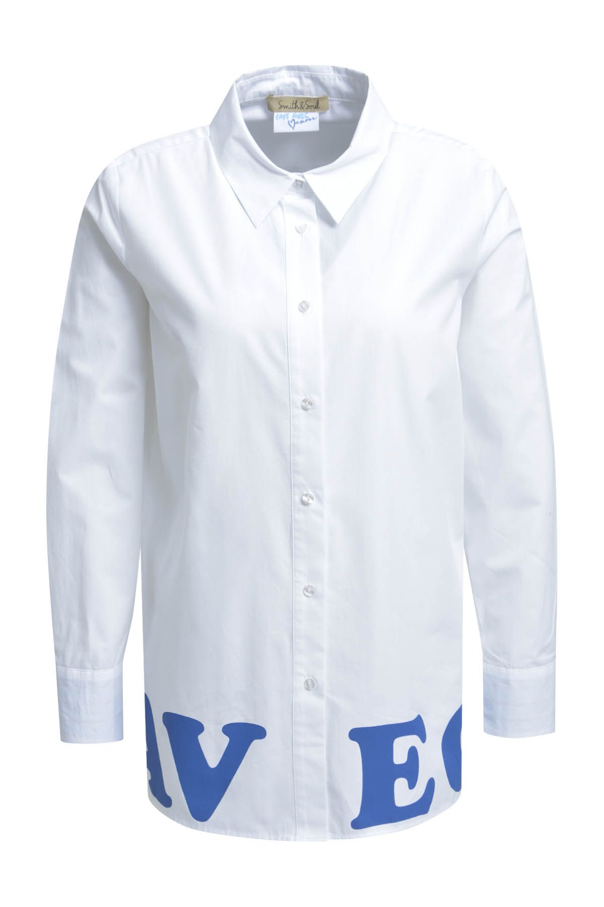 Shirt Collar Blouse with wording at hem