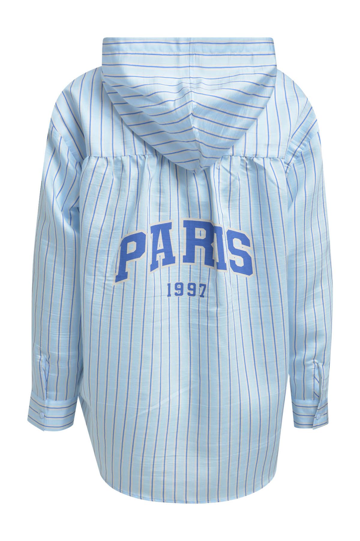 Striped College Blouse with Hood