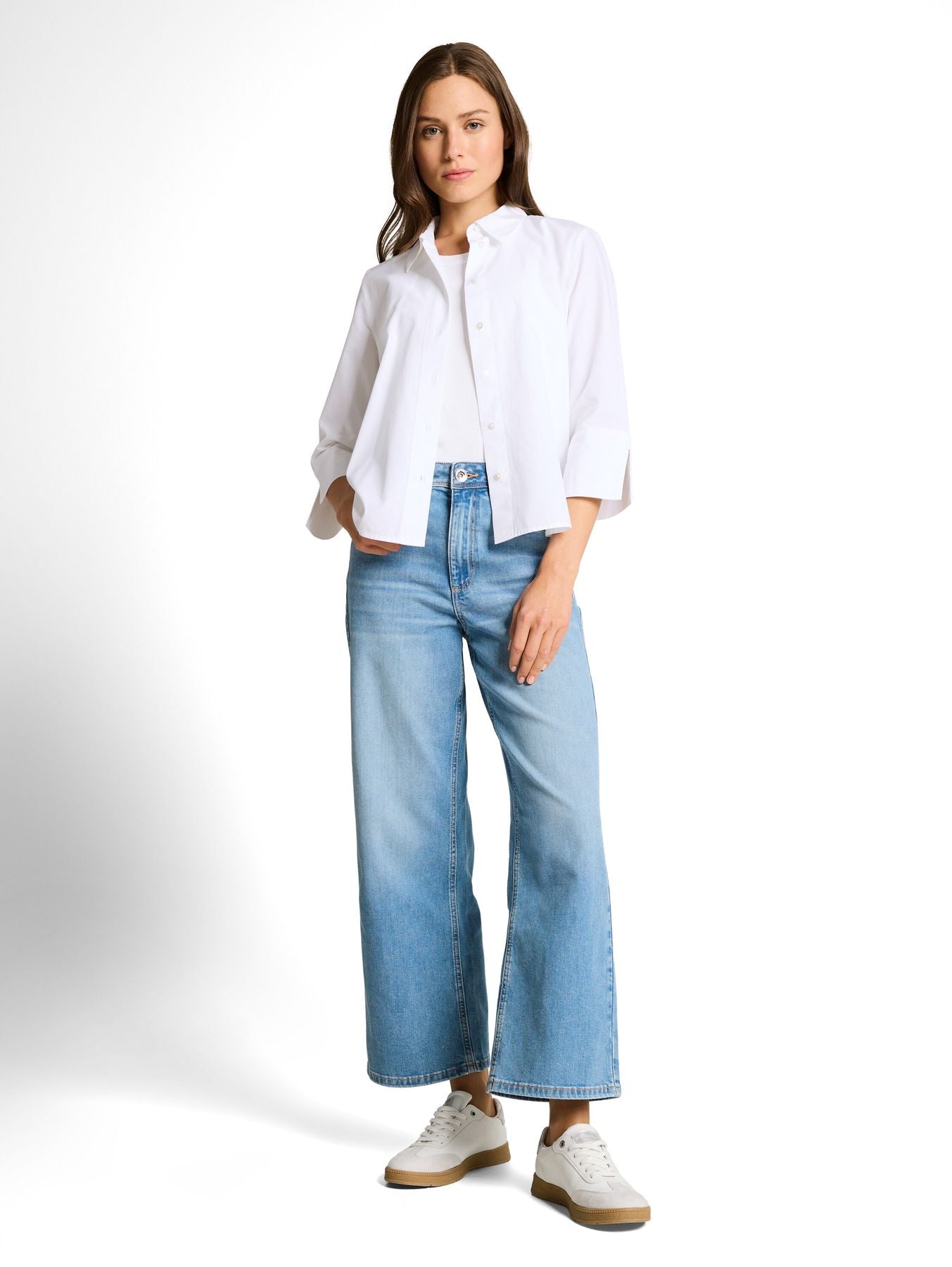 Popeline Hemdbluse mit 3/4-Arm