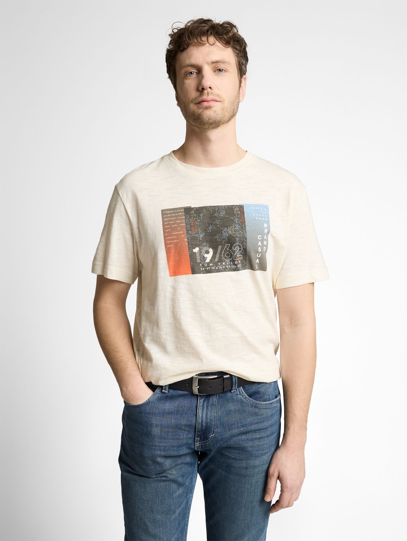 T-Shirt in Melange-Optik mit Print