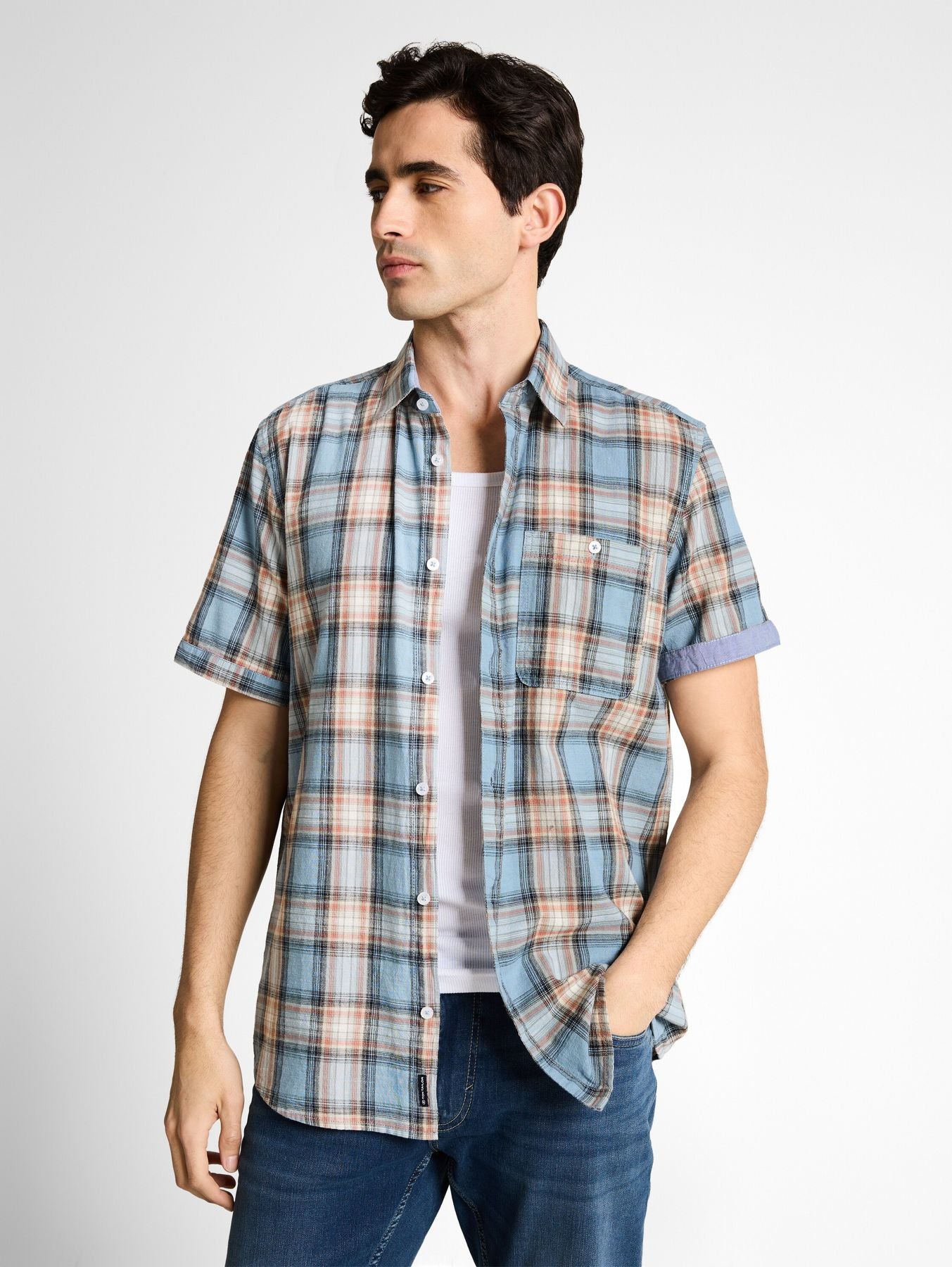 Regular Fit Kurzarmhemd mit Karomuster