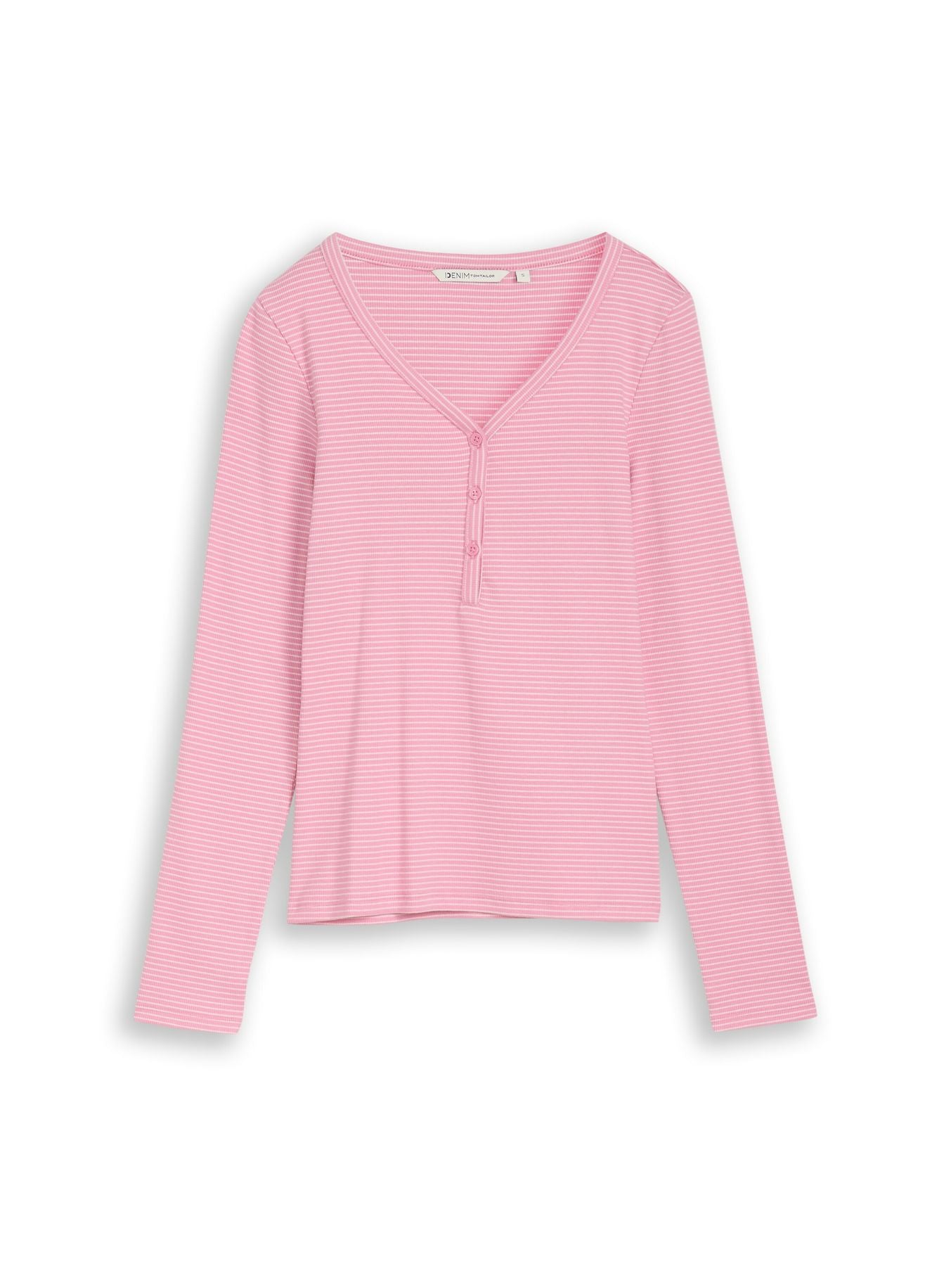 Slim Fit Henley Langarmshirt mit Streifenmuster