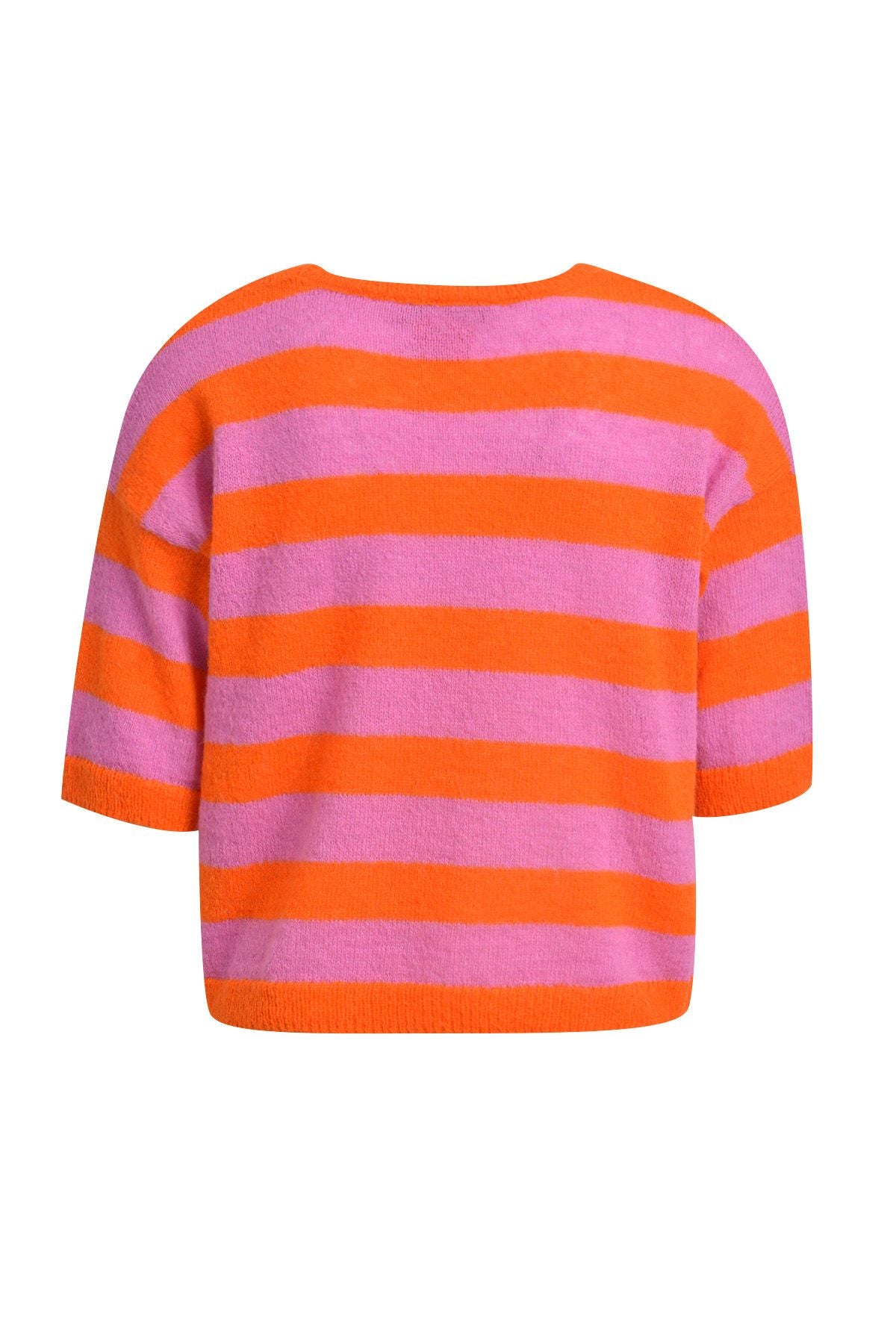 Striped Hairy Half Slv Pullover