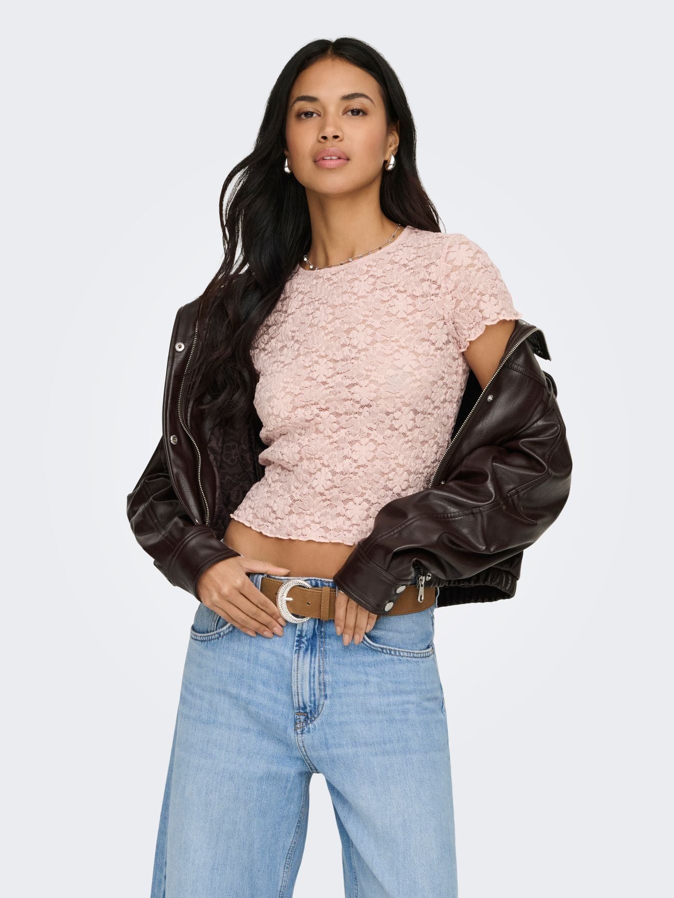 ONLFAITH S/S LACE TOP JRS