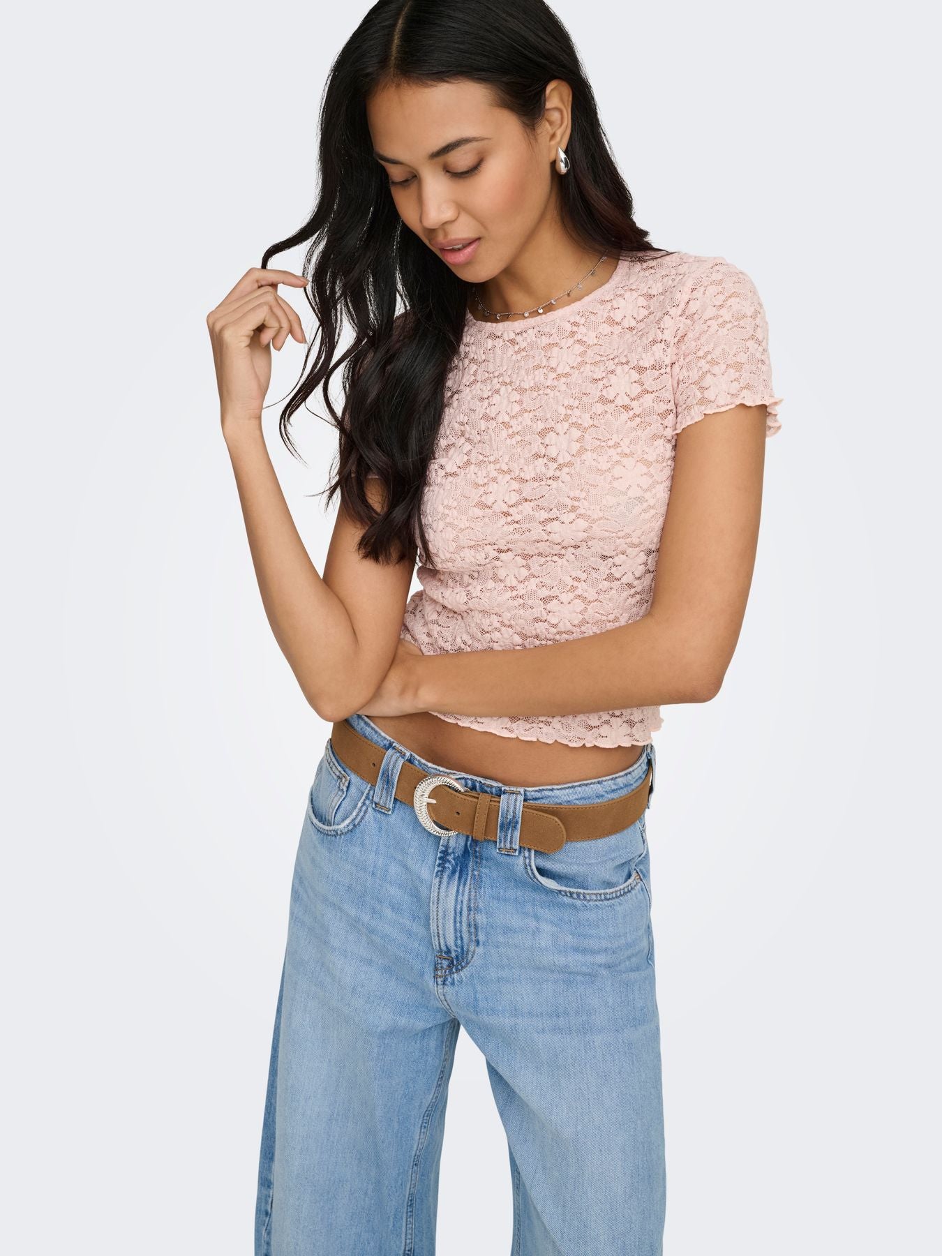 ONLFAITH S/S LACE TOP JRS