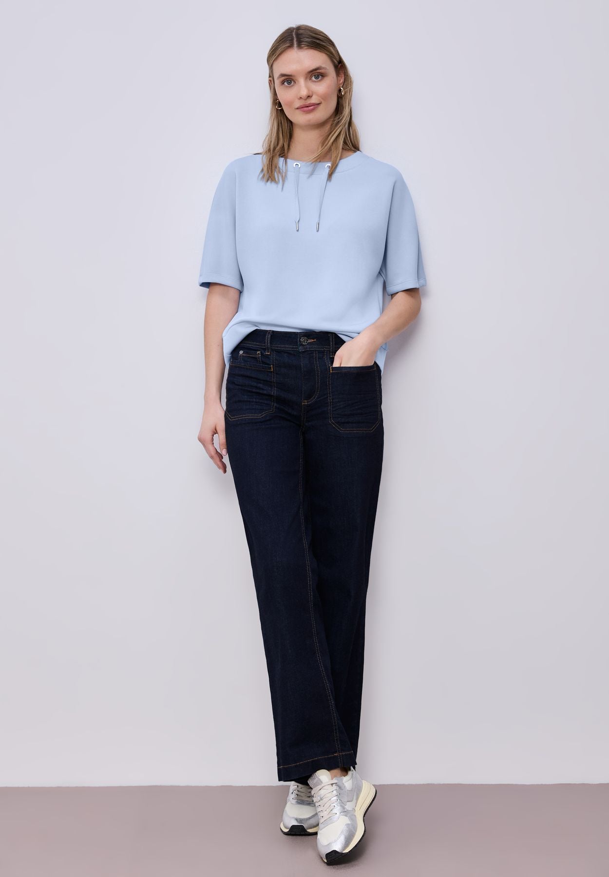 Dropped Shoulder Shirt im Silk-Look