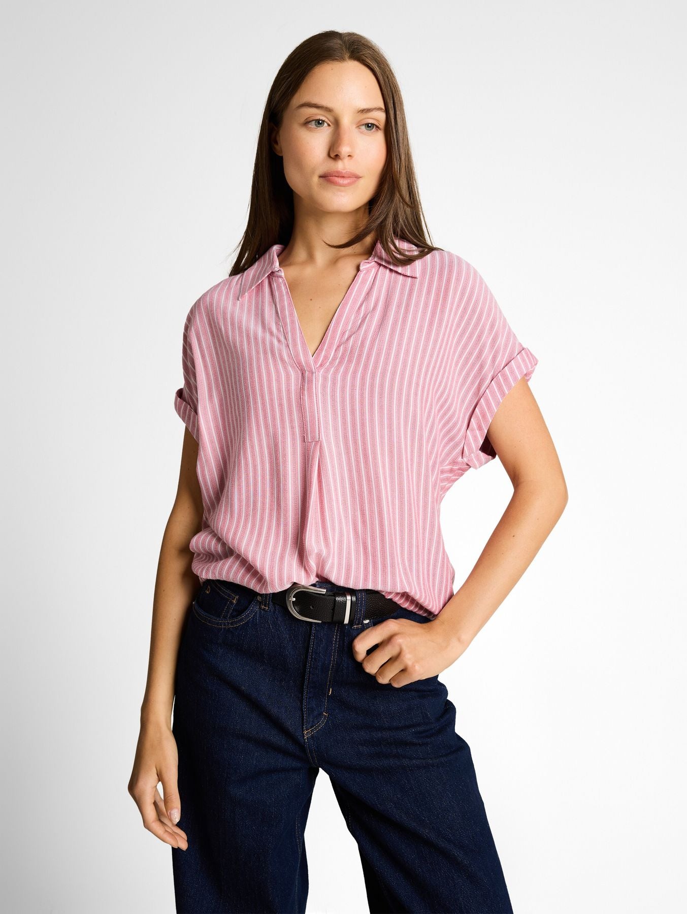 Loose Fit Bluse mit Streifenmuster