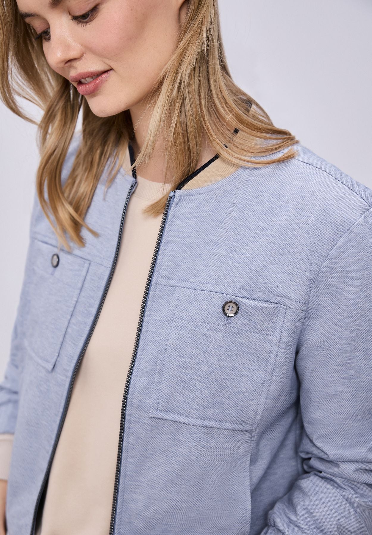 Blouson im Melange-Look mit Zipper