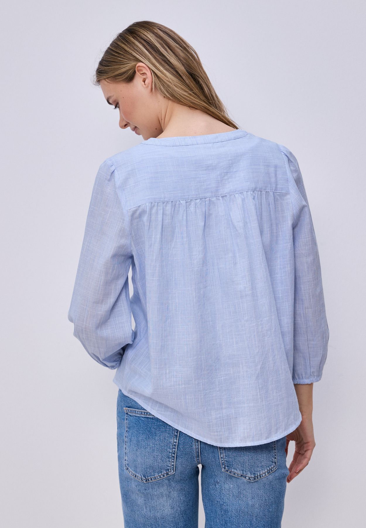 3/4-Arm Bluse in Chambray Qualität