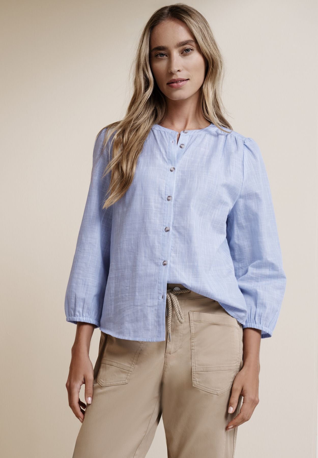 3/4-Arm Bluse in Chambray Qualität