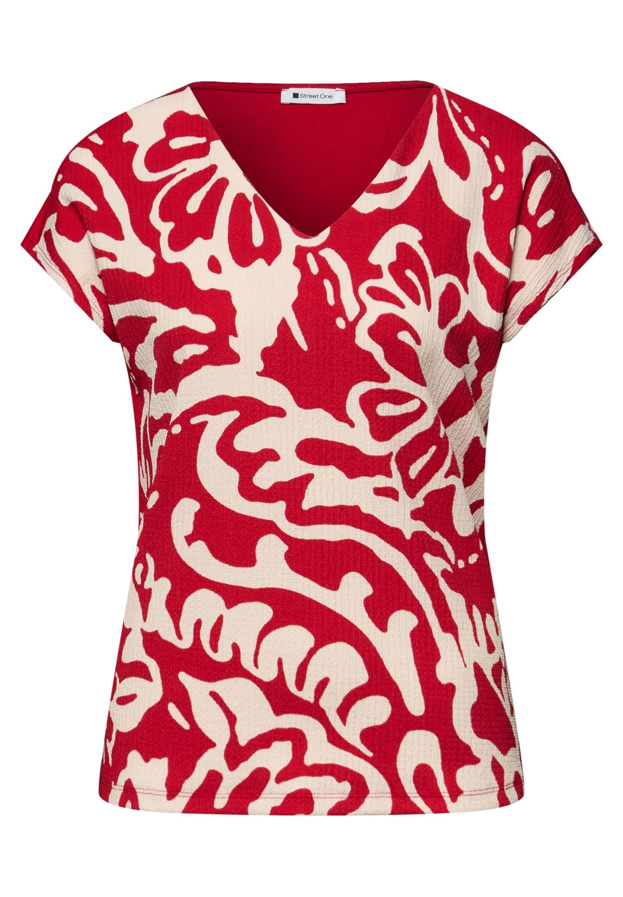 T-Shirt mit Split Neck und Frontprint