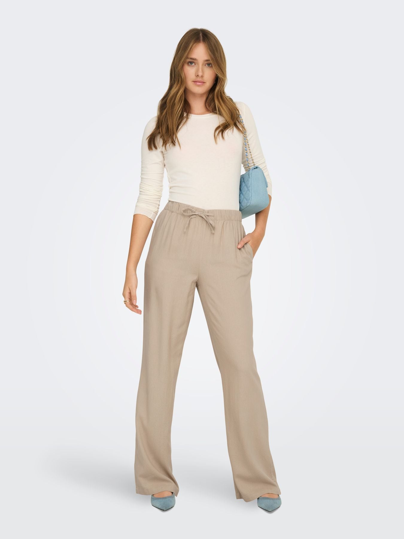 ONLGOA MW LINEN BL PULL-UP PANT CC PNT