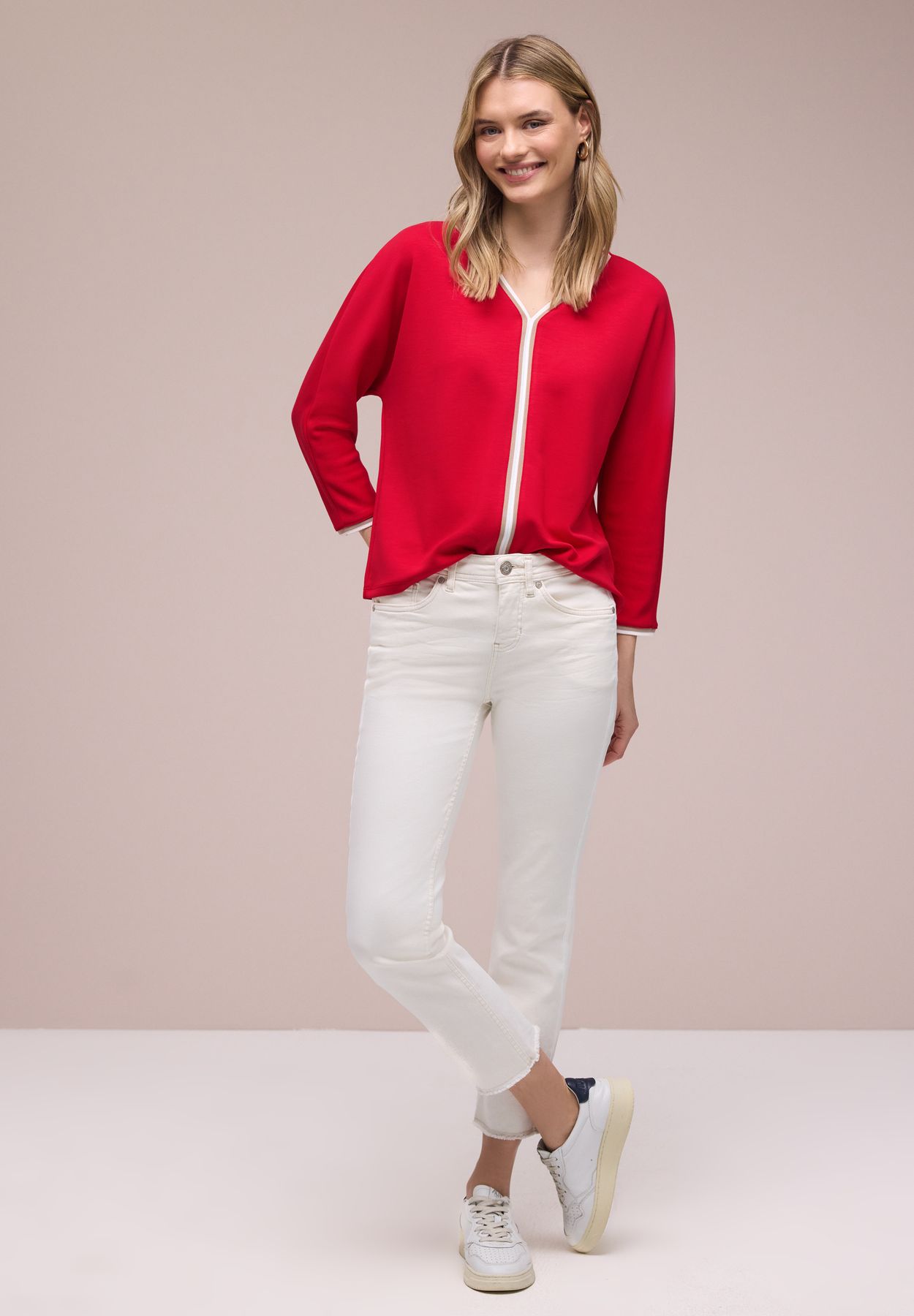 3/4-Arm Shirt mit Kontrastdetail