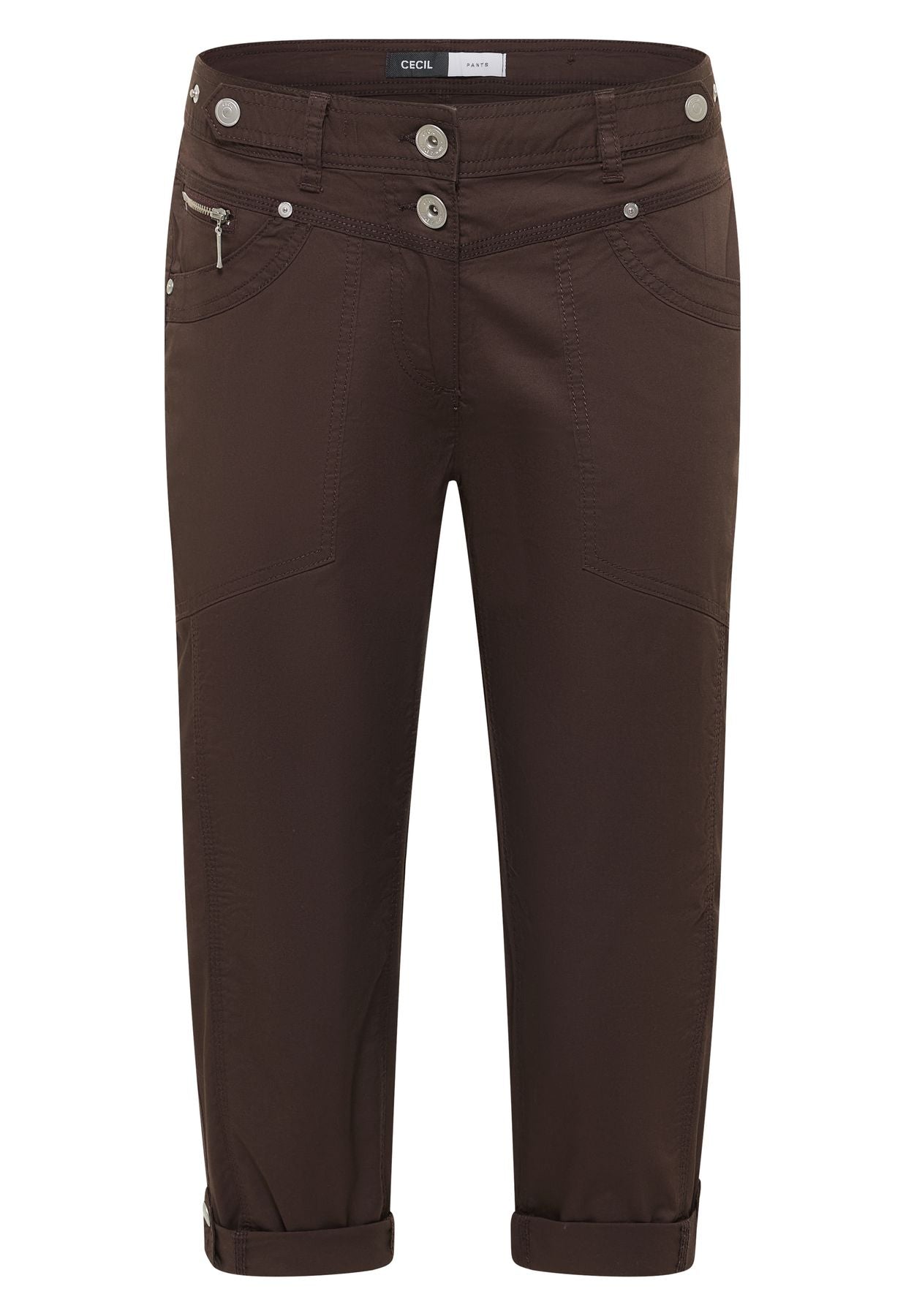 Mid Waist Slim Leg Hose mit Turn-Up