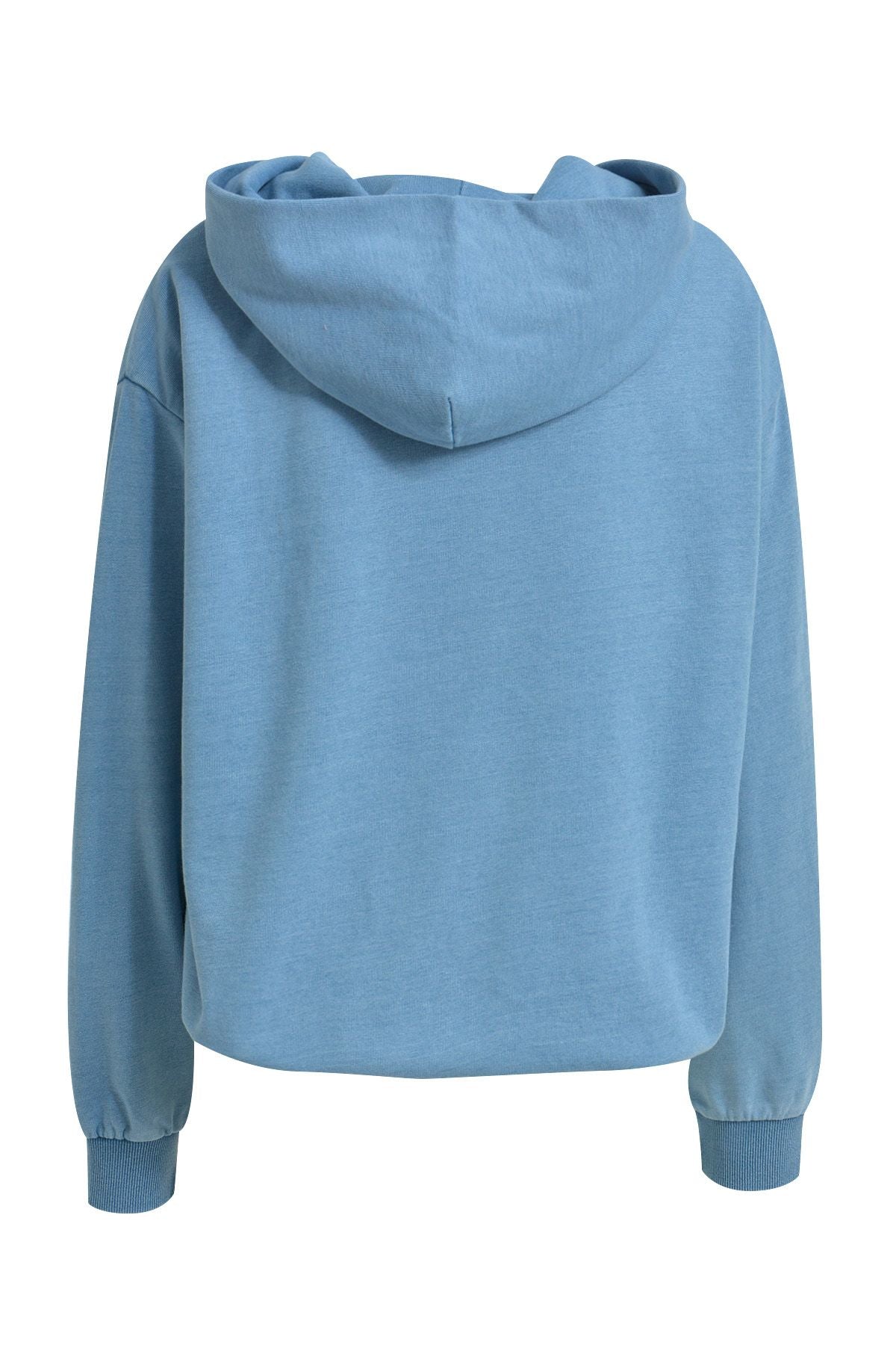 Relaxed Denim Jersey Hoodie Balloon Hem