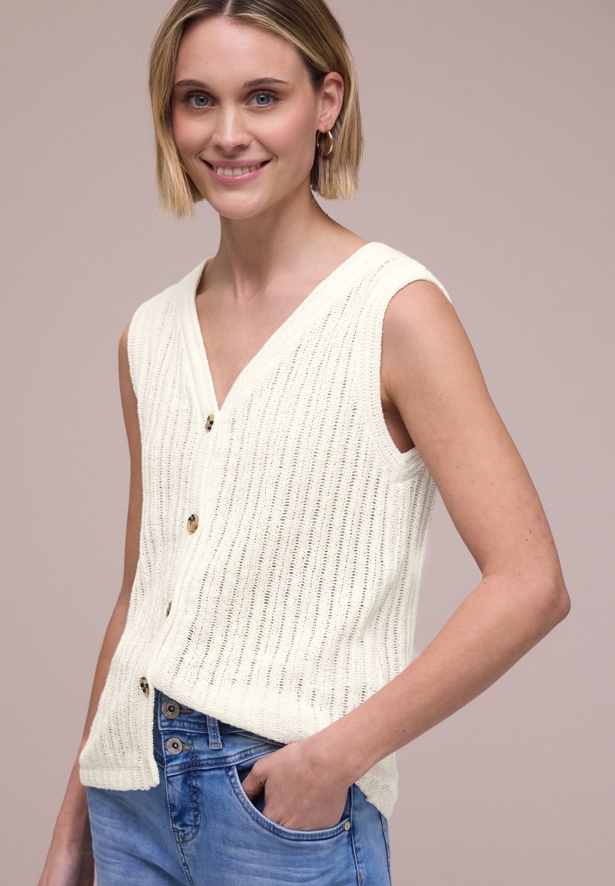 Weste mit V-Neck und Knopfleiste
