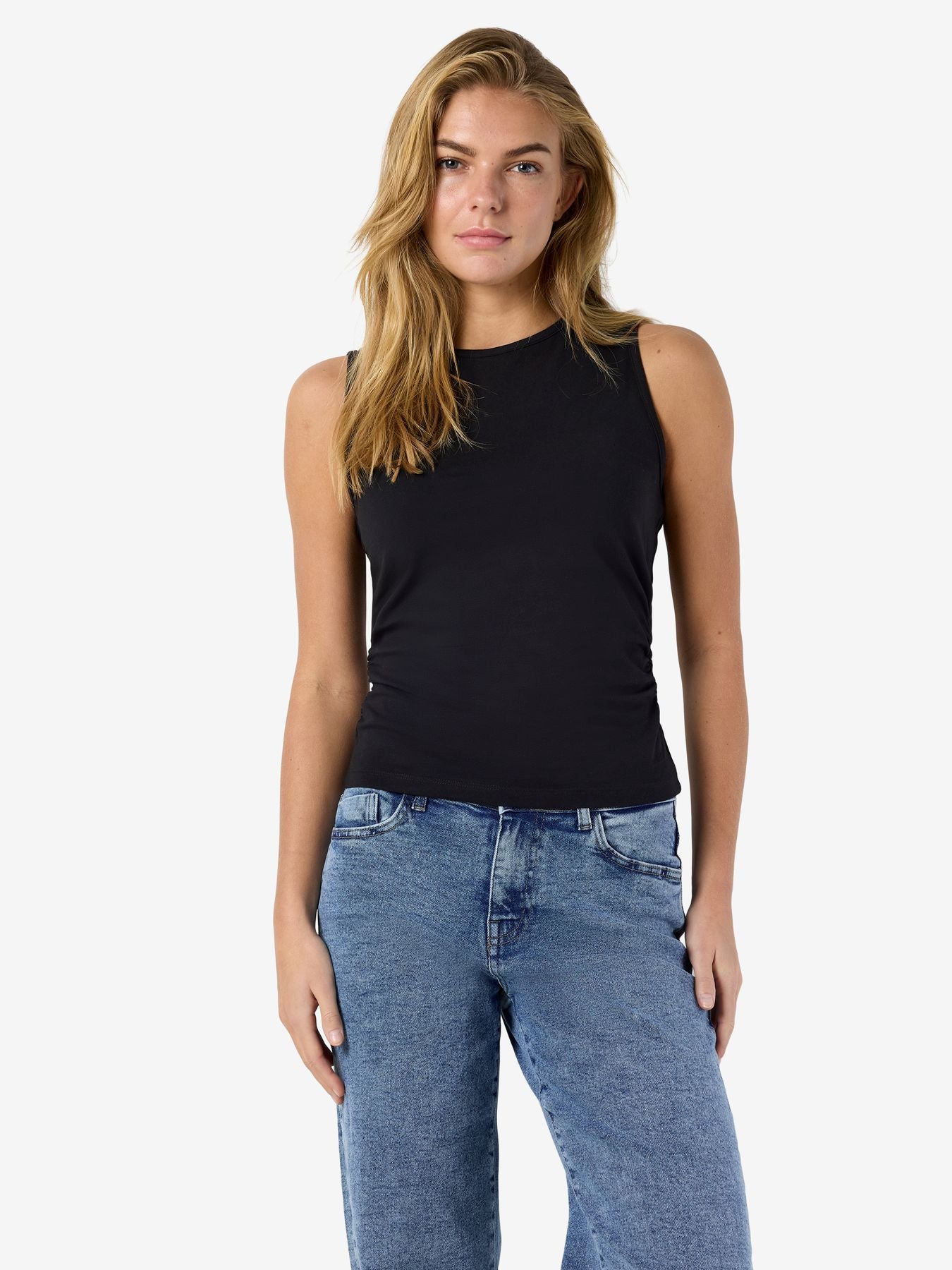 NMMOLLY S/L O-NECK RUCHING TOP JRS